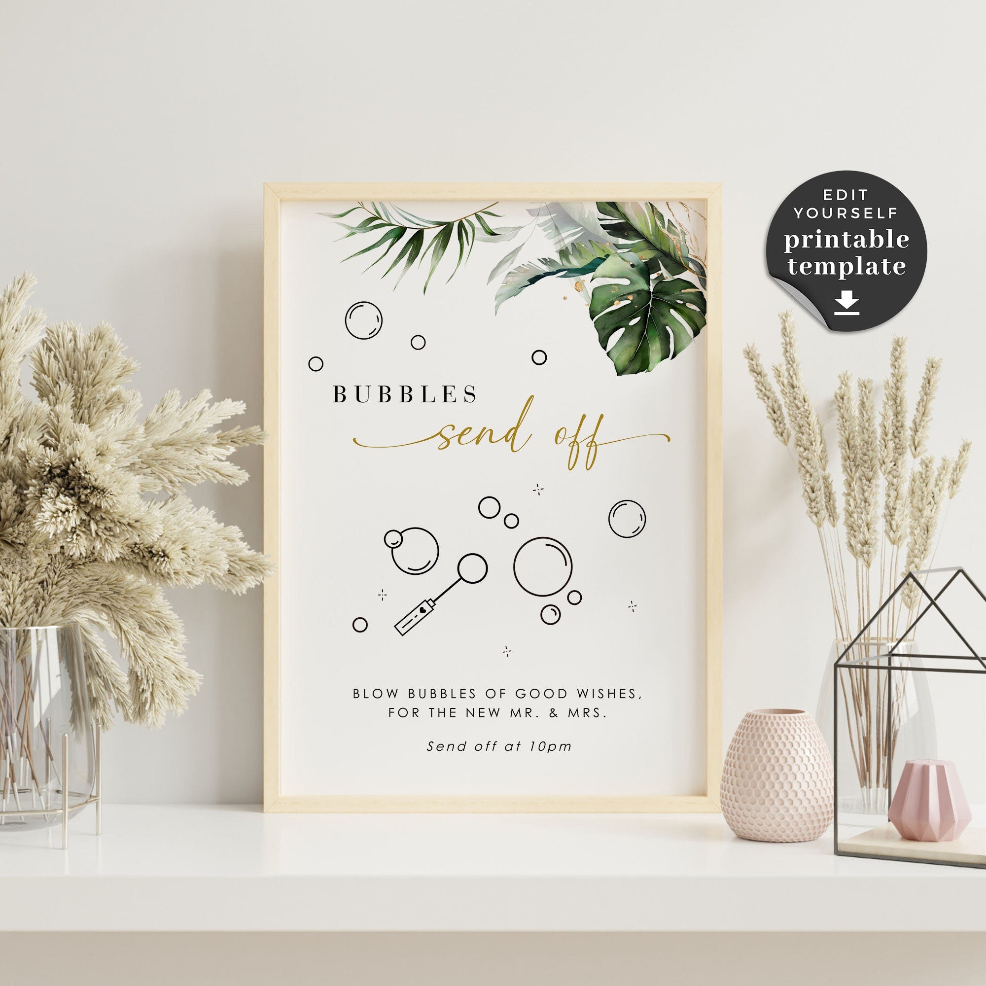 PALMA Bubble Send Off Wedding Sign Tropical – Creative Things Studio