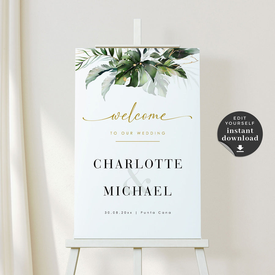 Tropical Welcome Wedding Sign Template