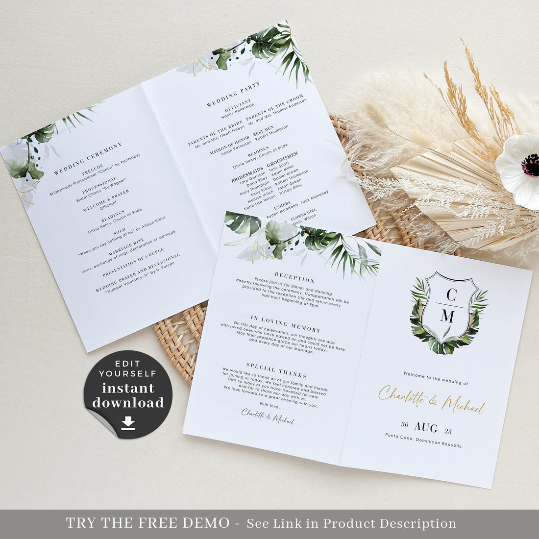 Template for Wedding Program Tropical