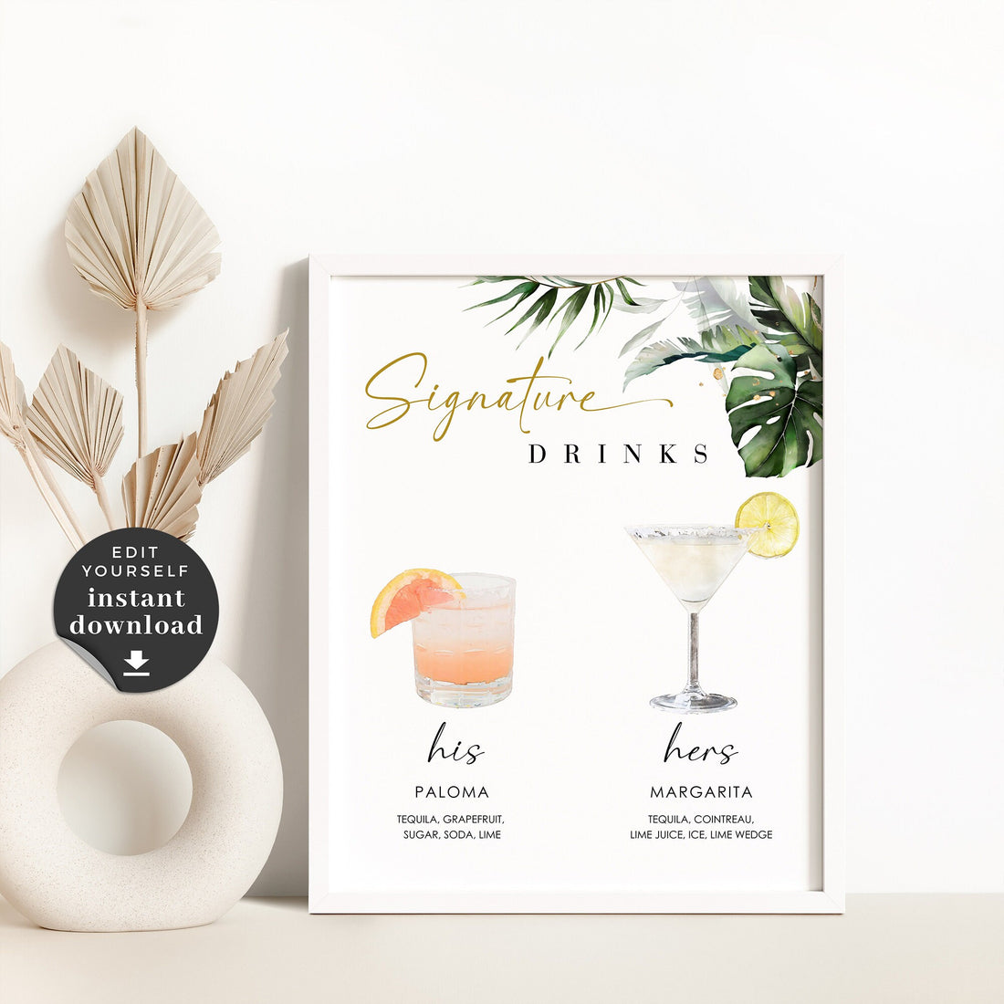Tropical Signature Drink Signage Template