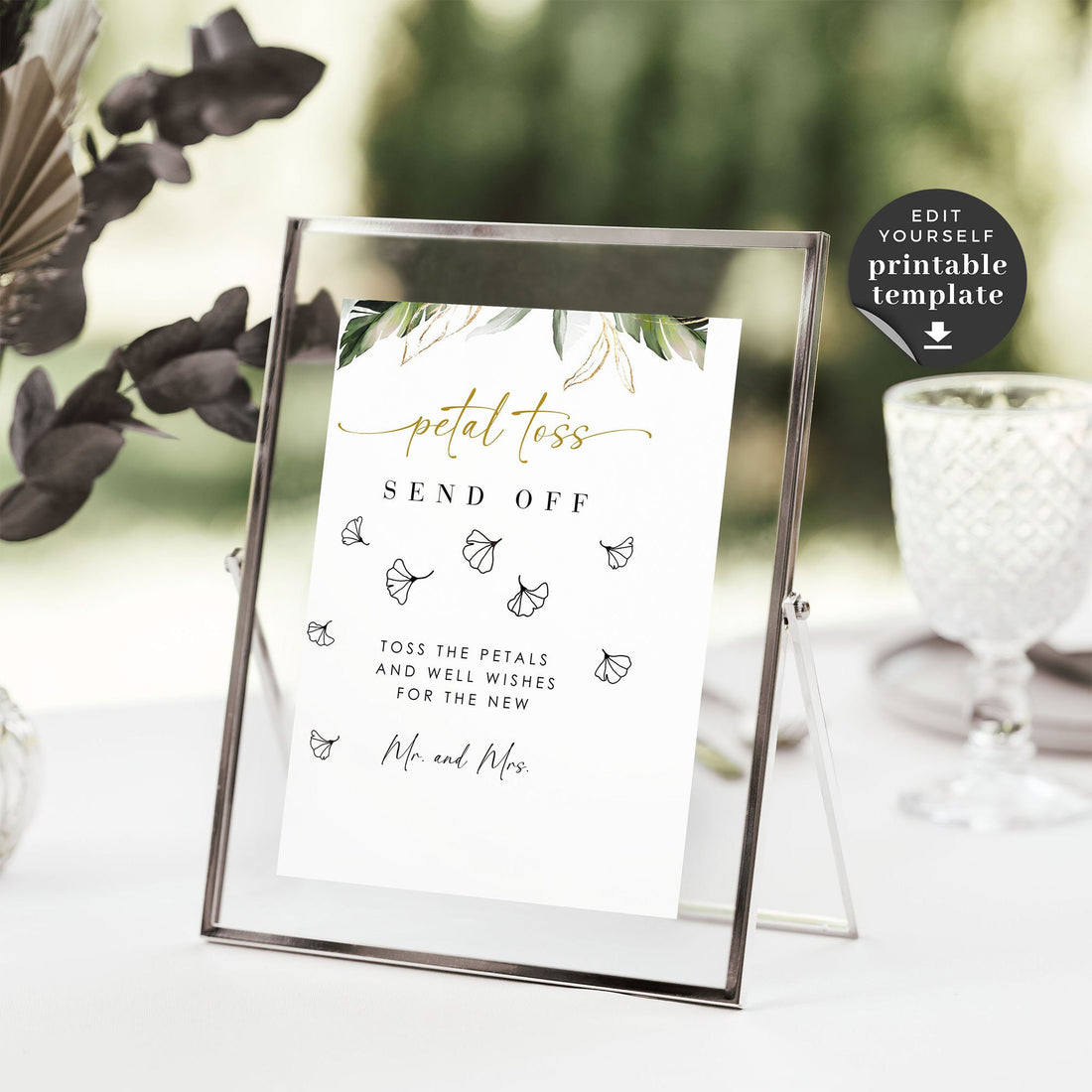Petal Toss Wedding Sign Template Tropical