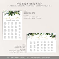 Tropical Wedding Seating Chart Plan Template
