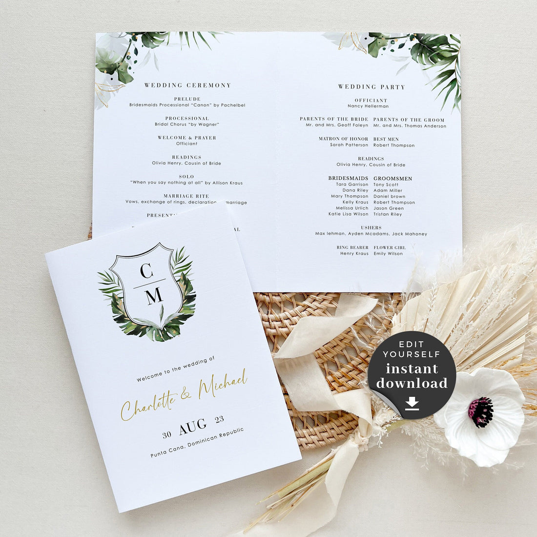 Template for Wedding Program Tropical