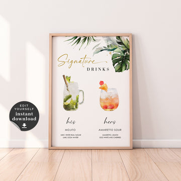 Tropical Signature Drink Signage Template