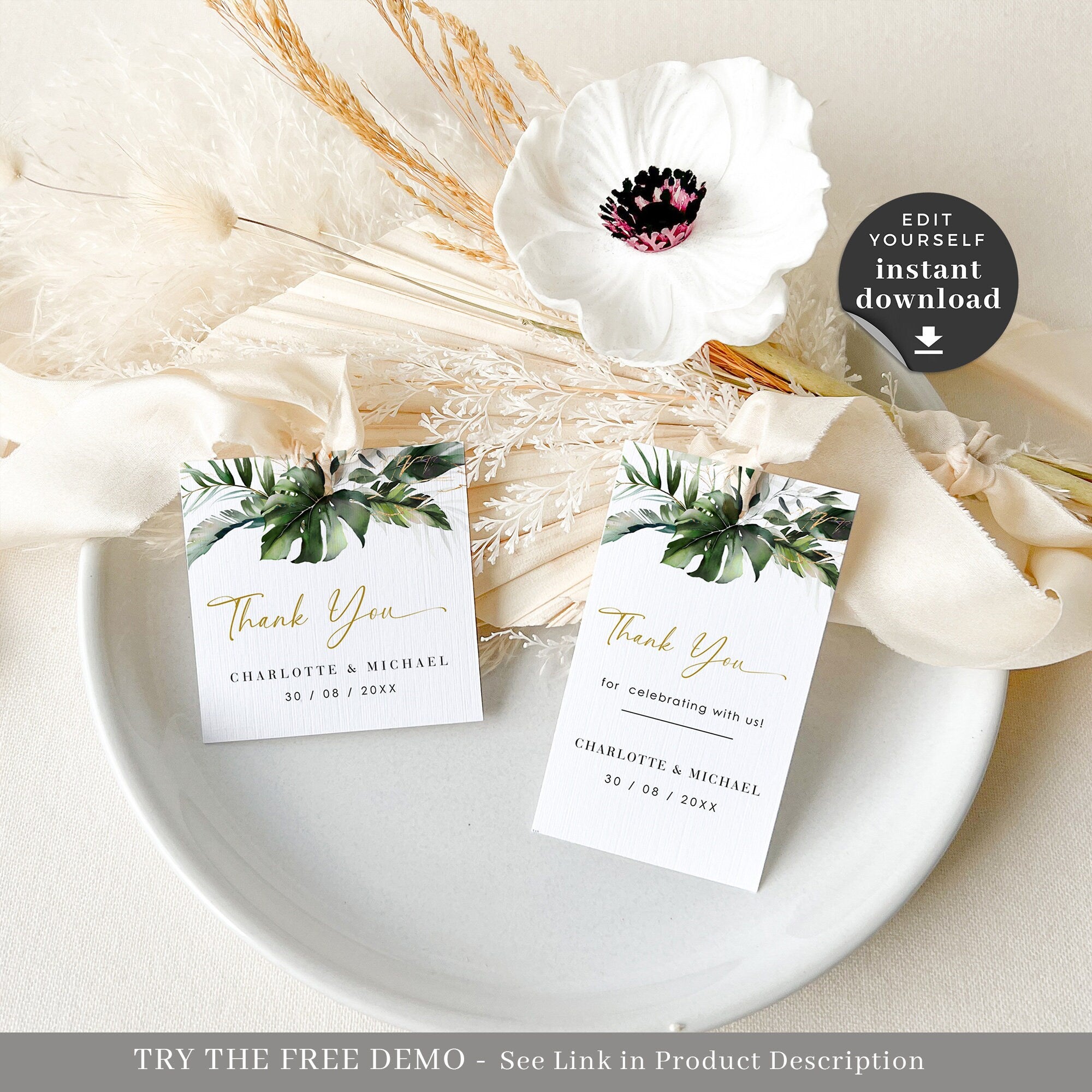 PALMA Tags for Wedding Favors Template Tropical