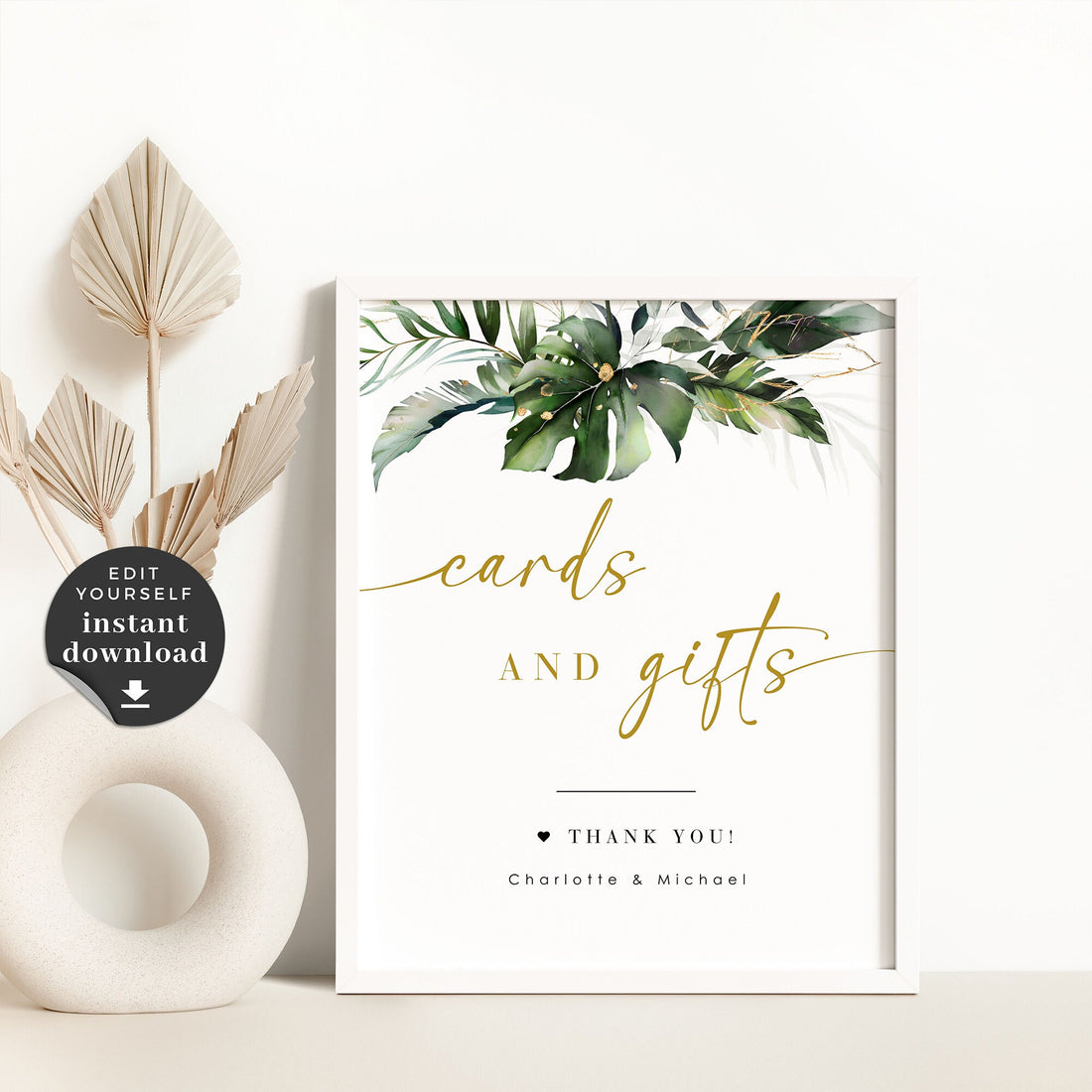 Cards and Gift Sign Template Tropical
