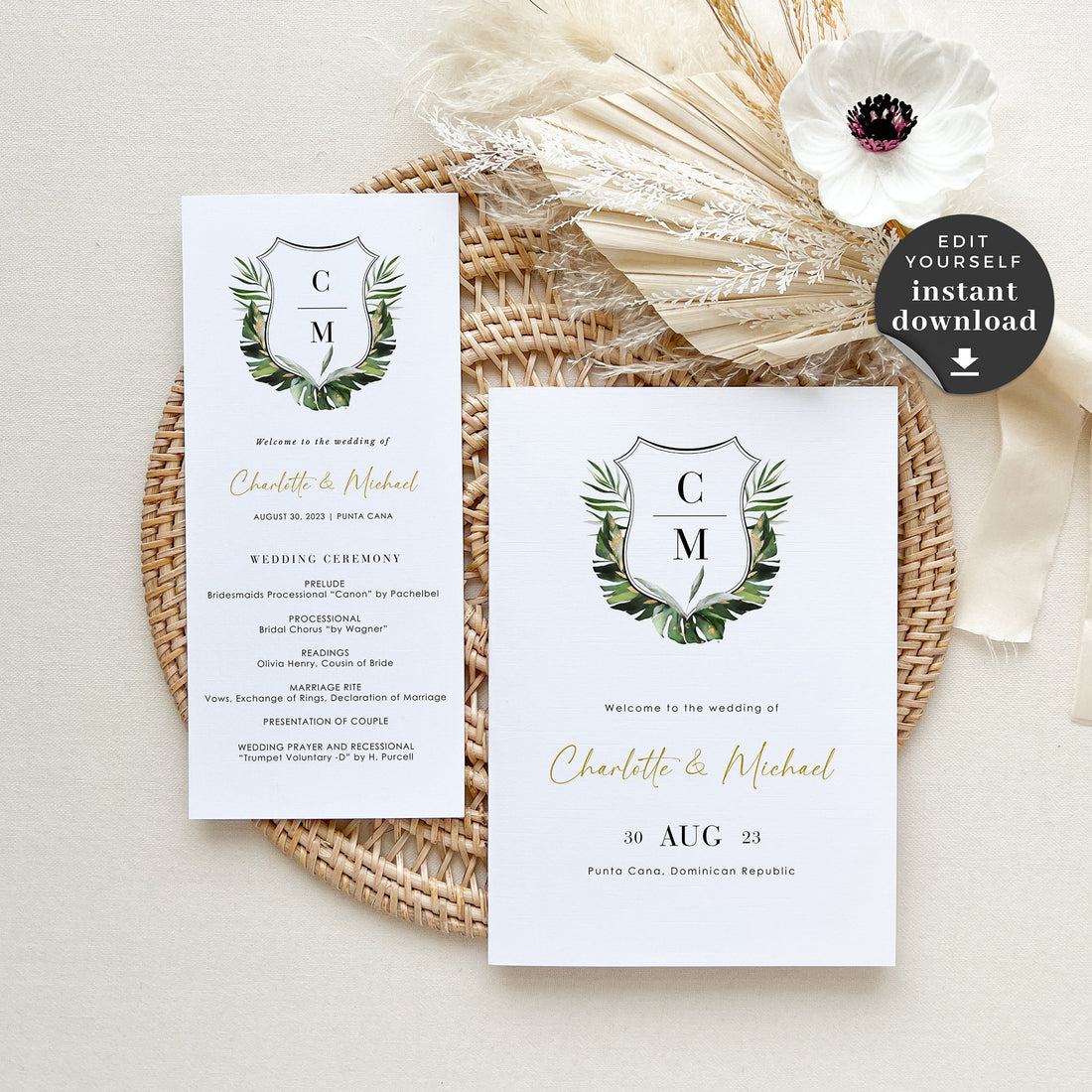 Template for Wedding Program Tropical