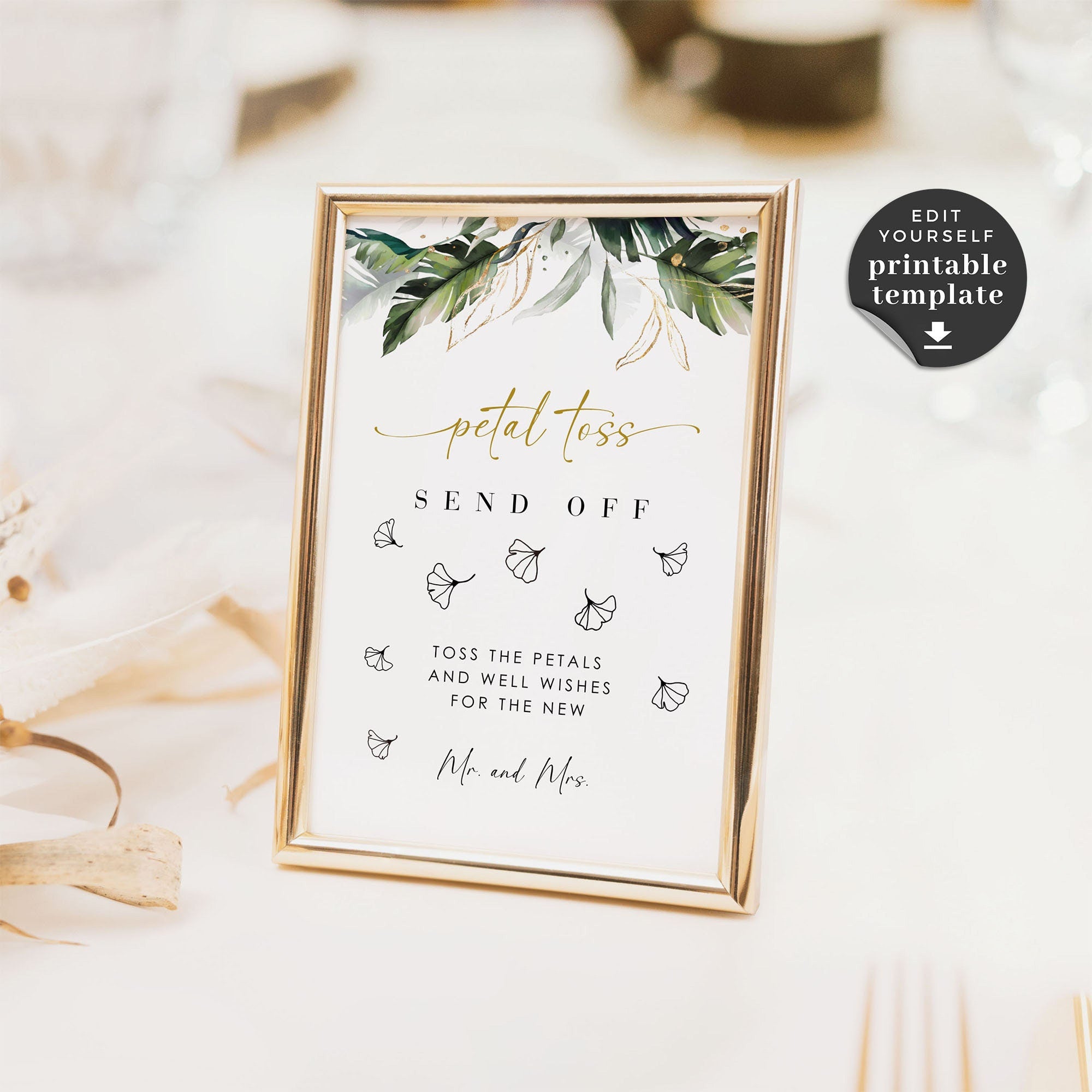 PALMA Petal Toss Wedding Sign Template Tropical