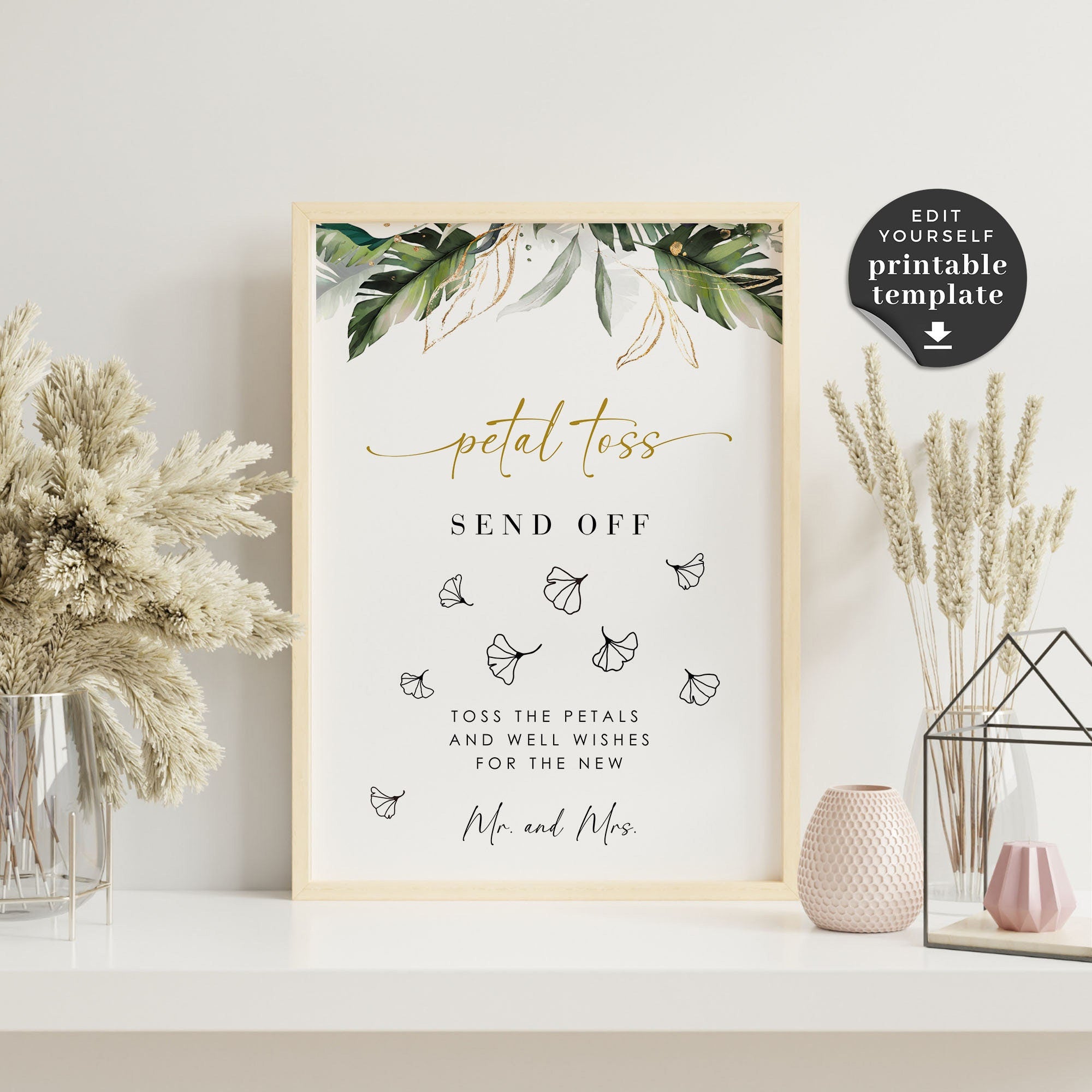 PALMA Petal Toss Wedding Sign Template Tropical
