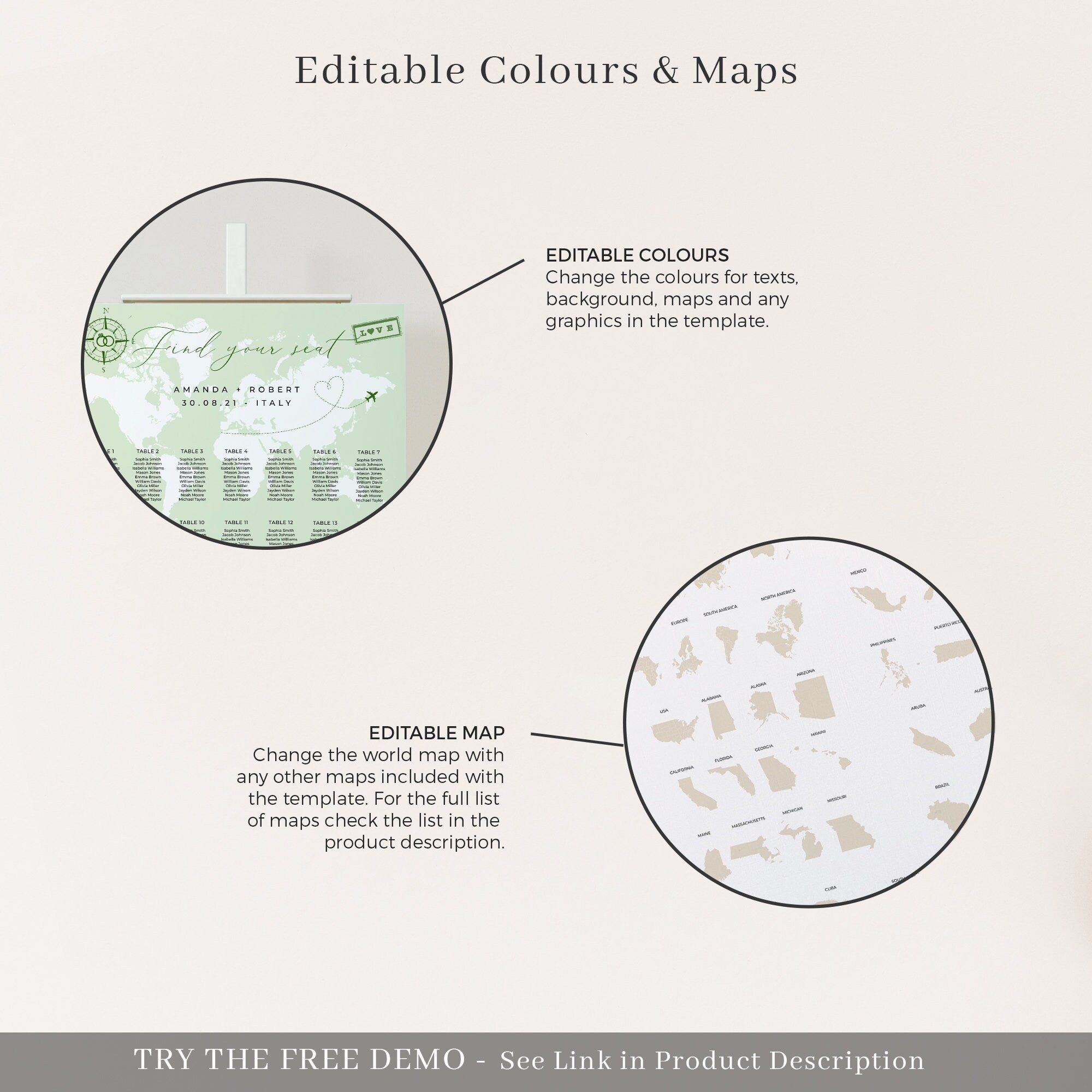SOFIA Alphabetical Wedding Seating Chart Template