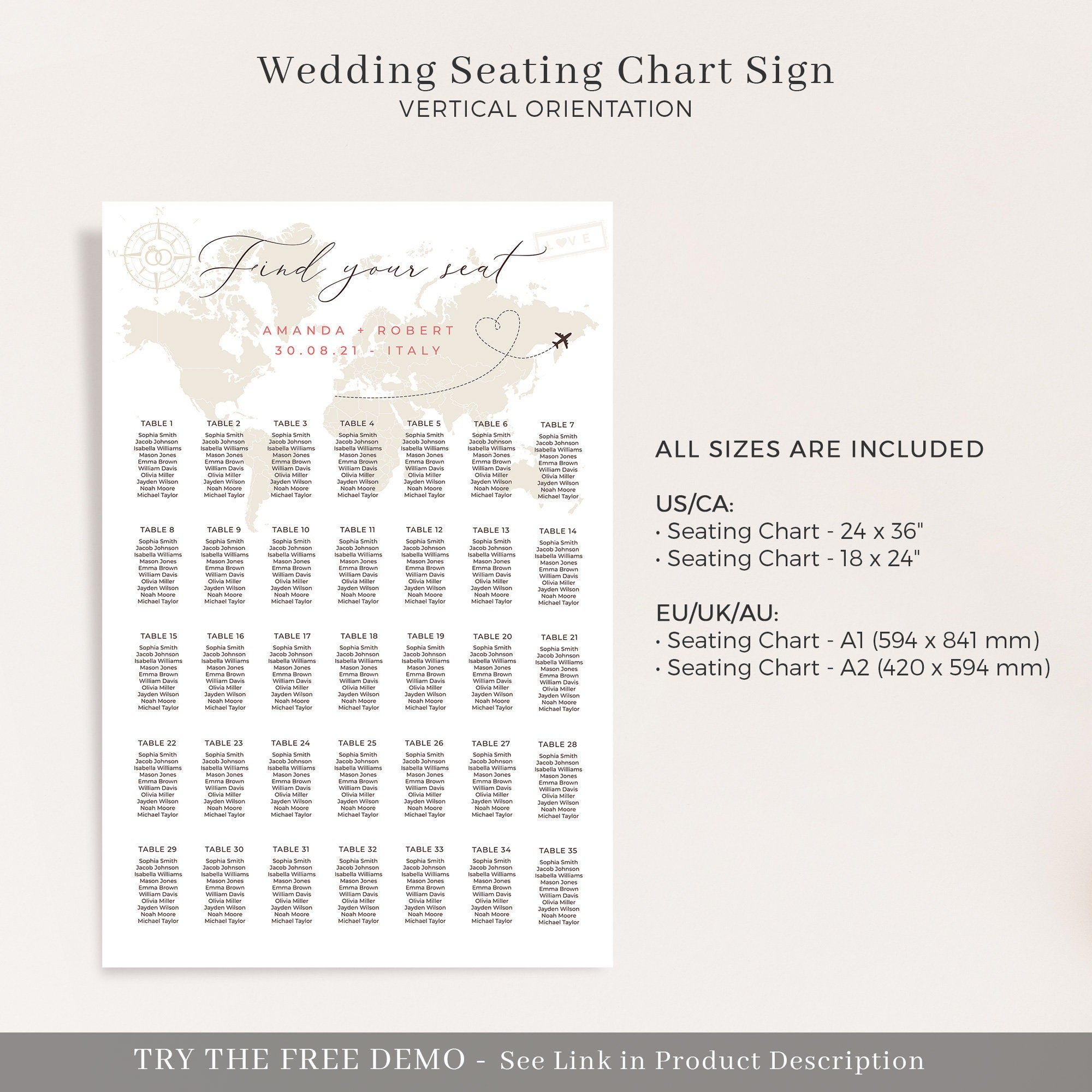 SOFIA Guest Seating Chart Wedding Template