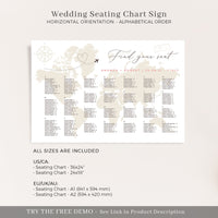 SOFIA Alphabetical Wedding Seating Chart Template