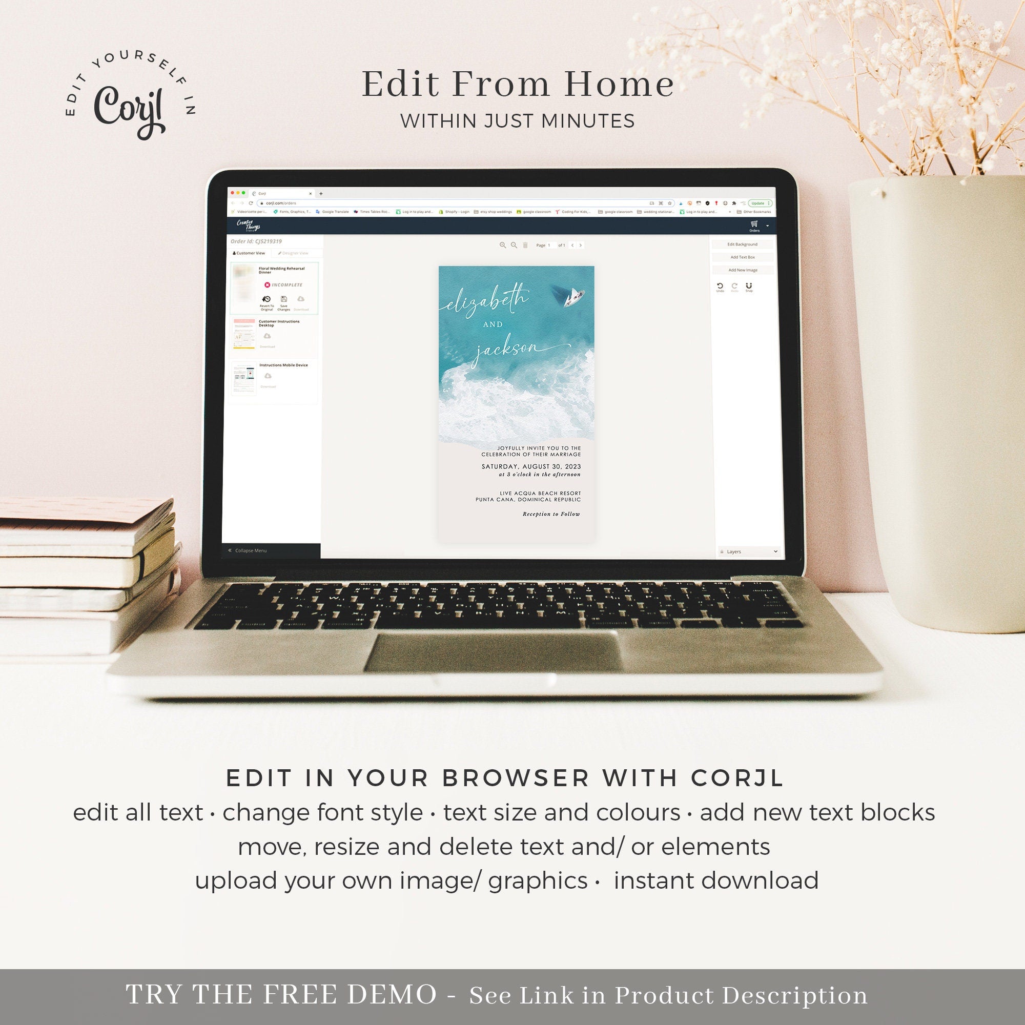 Electronic Beach Wedding Invitation with Rsvp
