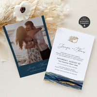 NOA | Navy and Gold Beach Wedding Invitation Template
