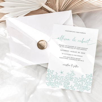 AIDA | Ocean Wedding Invitation Template with Photo Template