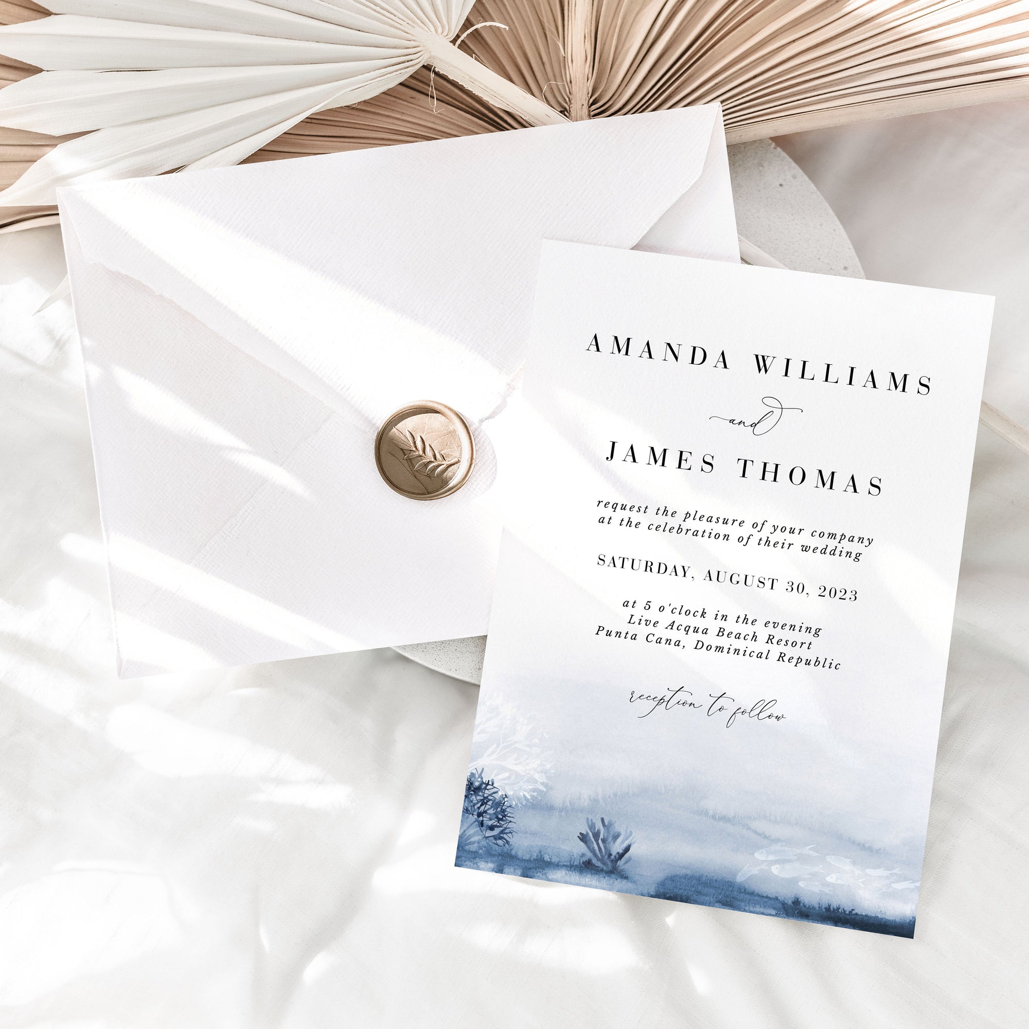 ALYSSA | Sea Wedding Invitation Template with Photo