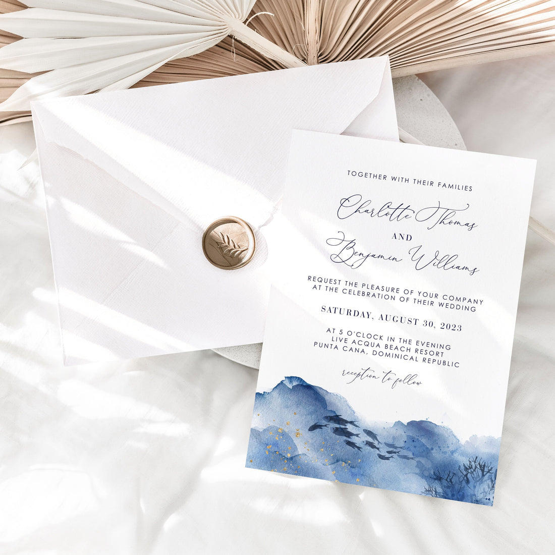 YLENIA Ocean Wedding Invitation Template