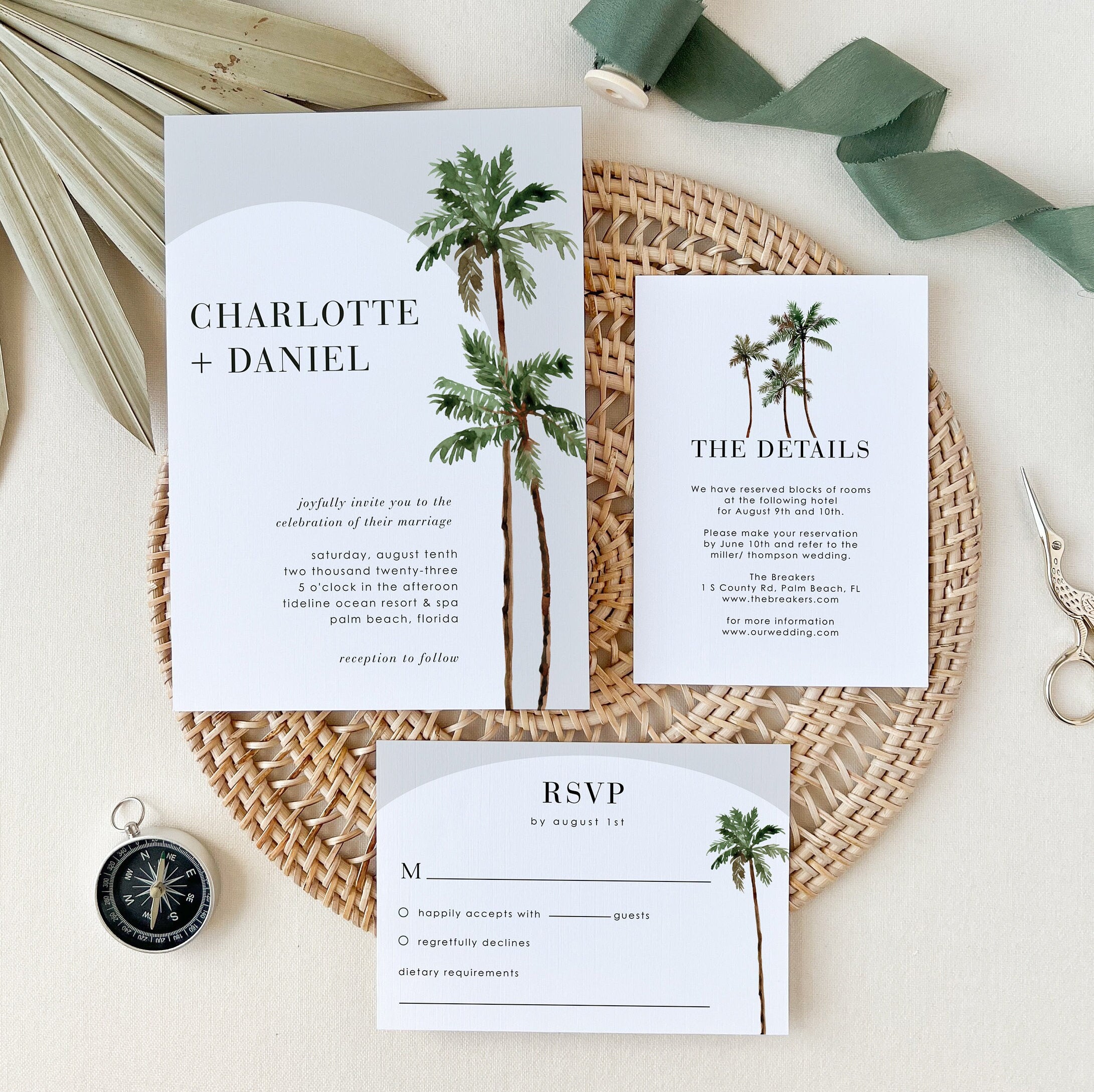 Tree Weding Invitation KONA Palm Tree Wedding Invitation Suite Template – Creative Things Studio