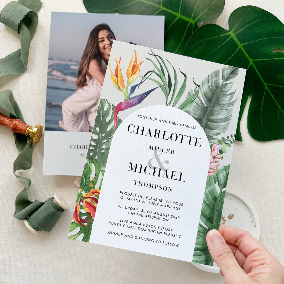 Elegant Tropical Wedding Invite Template