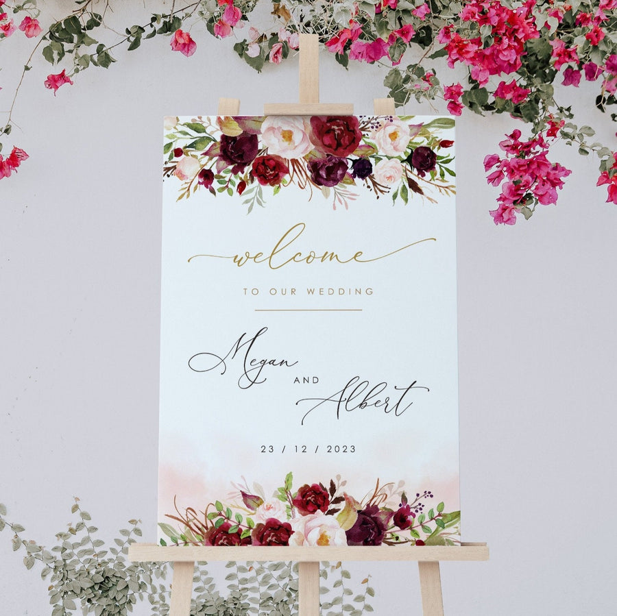 Rosita | Burgundy & Blush Wedding Ceremony Sign Template