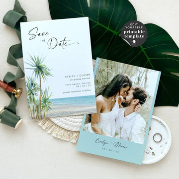 Selma | Palm Tree Save the Date Template with Photo