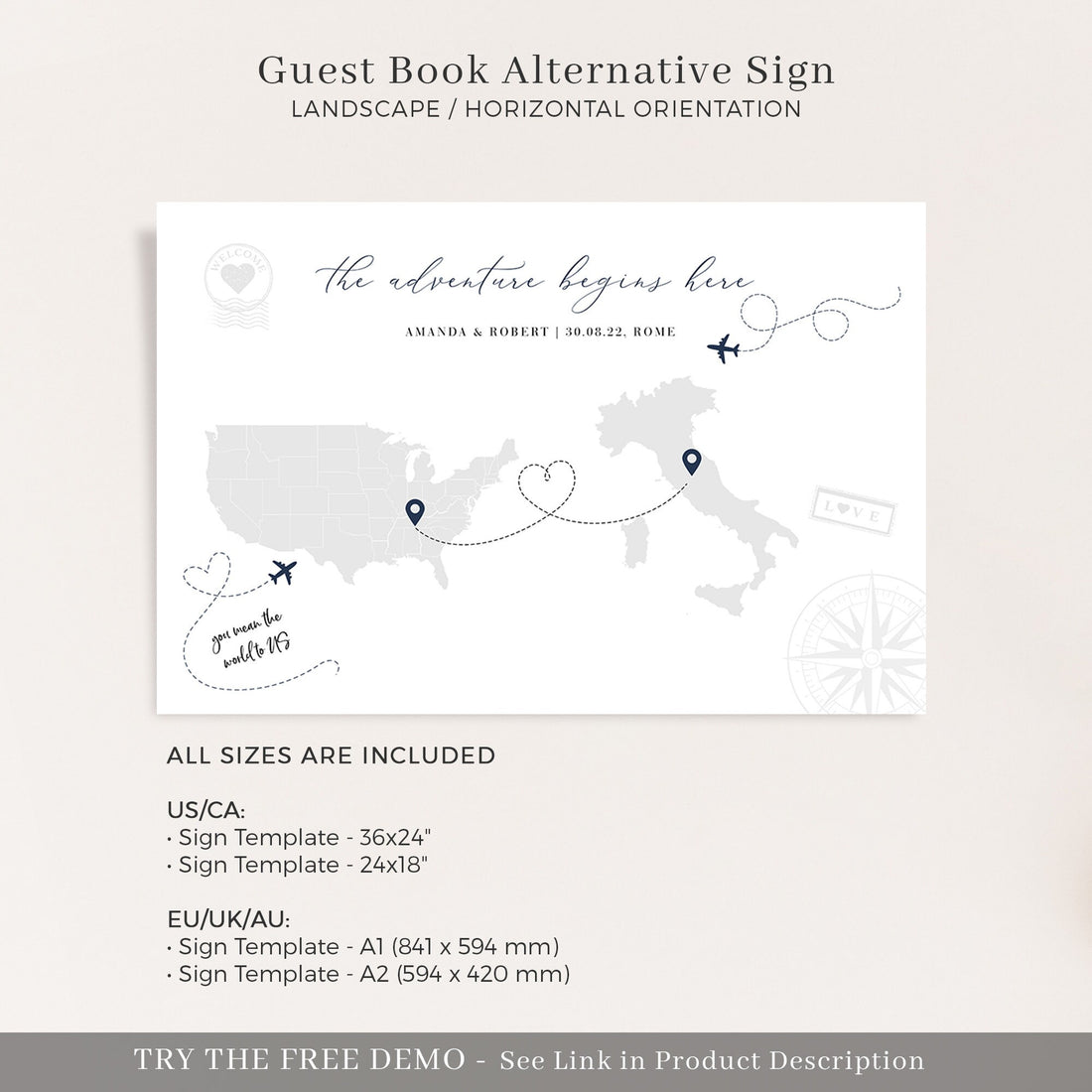 SOFIA Travel Wedding Guest Book Sign Template