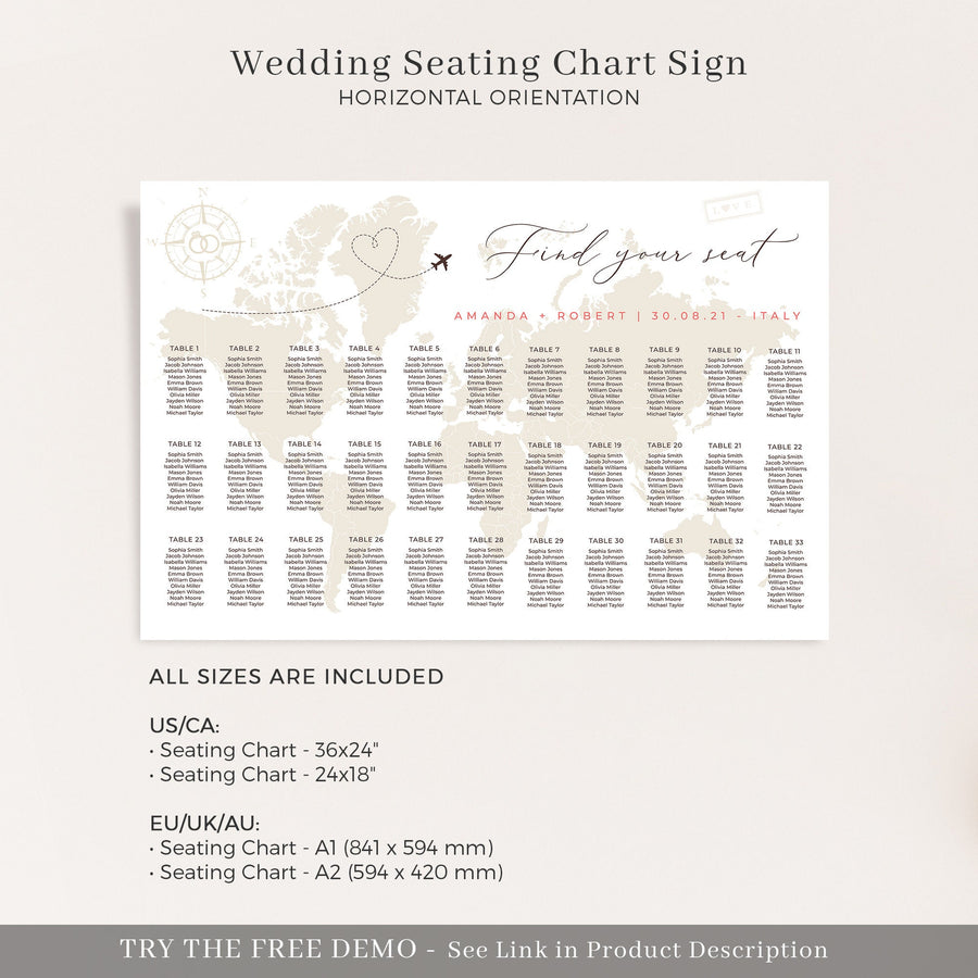 SOFIA Destination Wedding Seating Chart Template