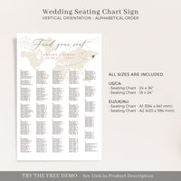 SOFIA Alphabetical Seating Chart Wedding Template