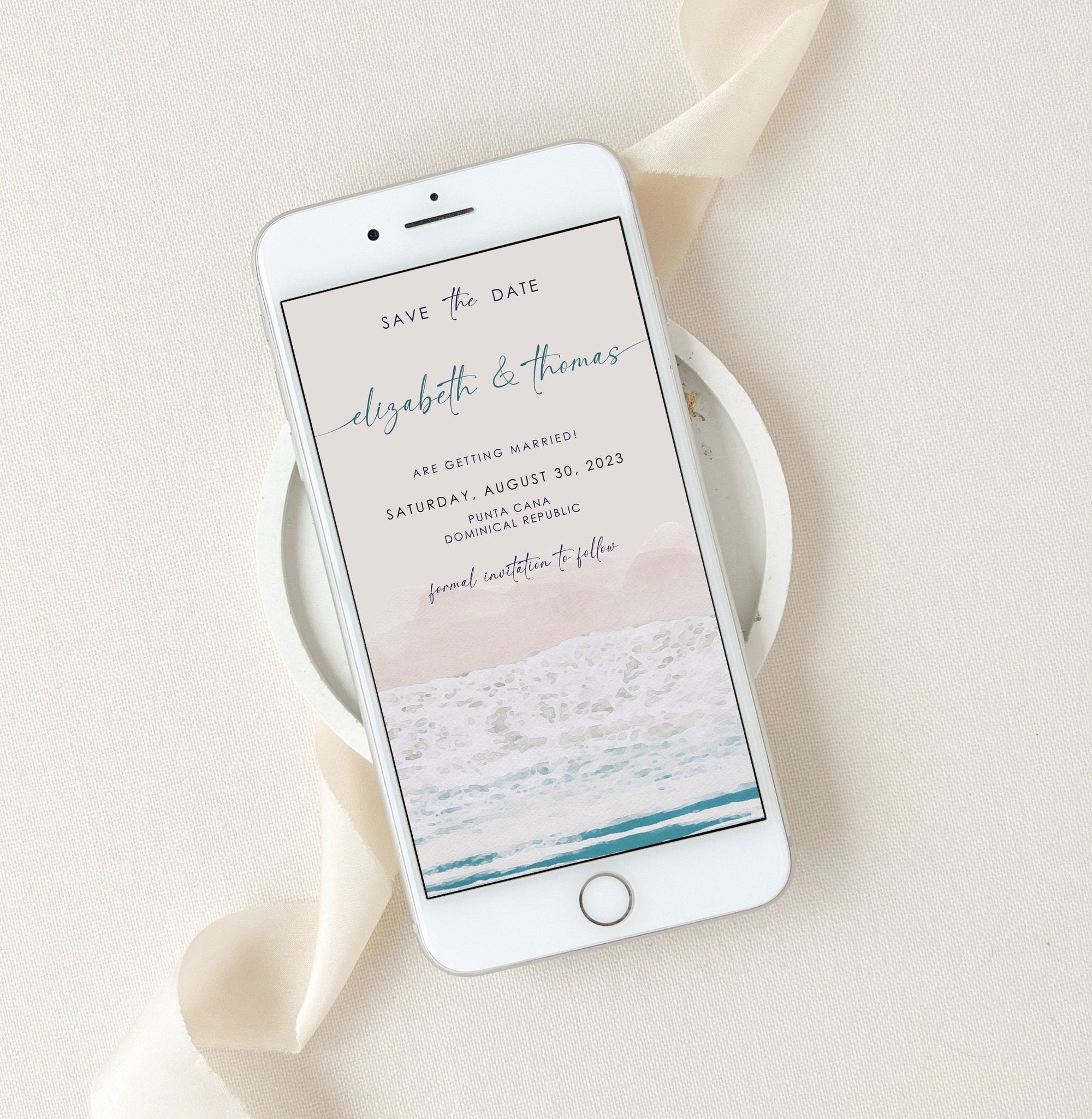 Tropical Beach Save the Date Digital