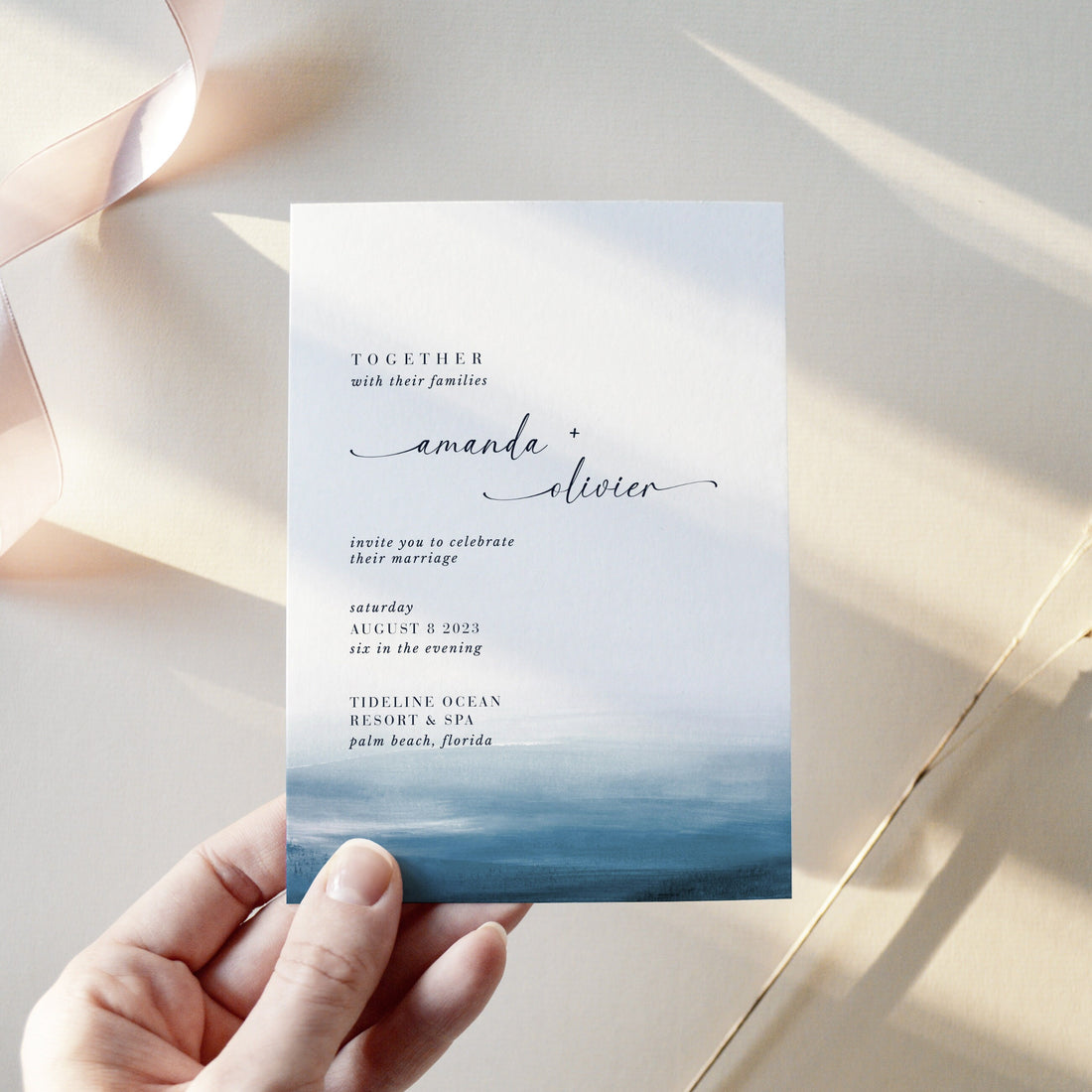 Elettra | Modern Beach Wedding Invitation Template