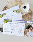 Mediterranean Theme Boarding Pass Save the Date Template