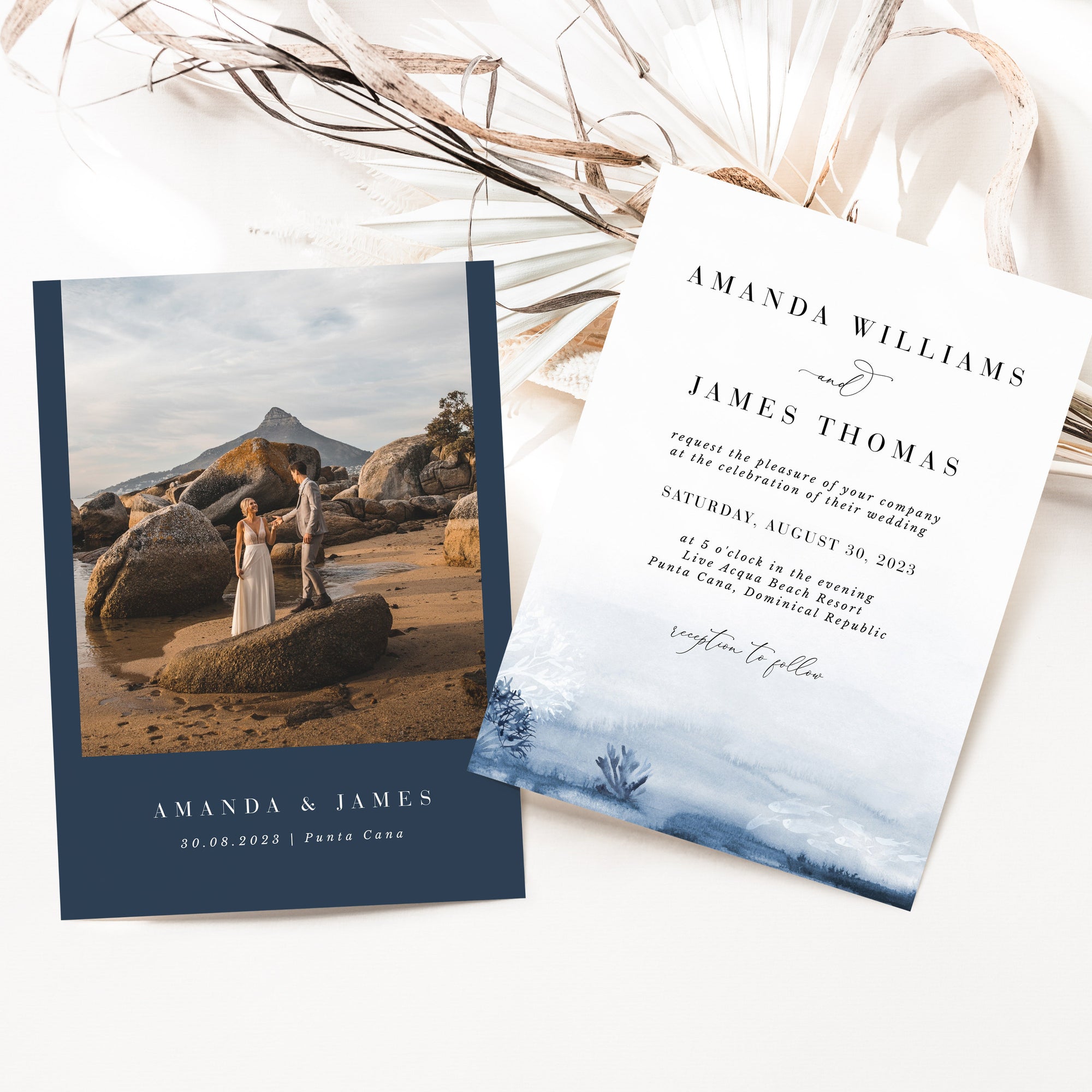 ALYSSA | Sea Wedding Invitation Template with Photo