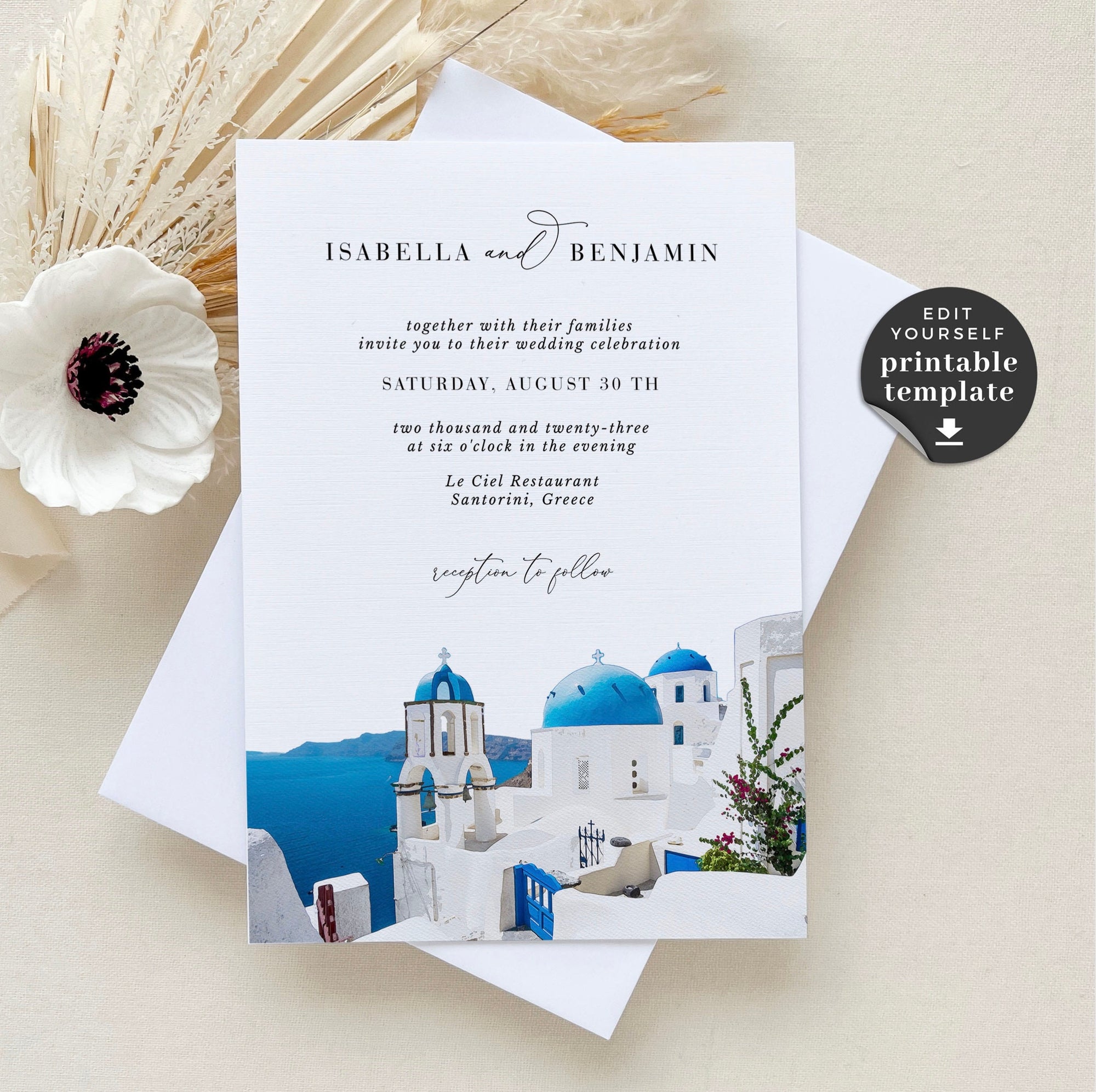 SANTORINI | Greek Wedding Invitation Template