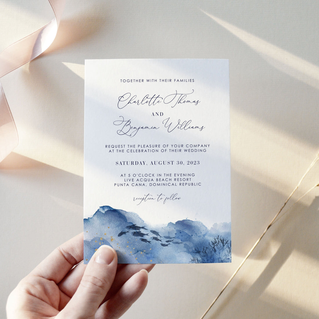 YLENIA Ocean Wedding Invitation Template