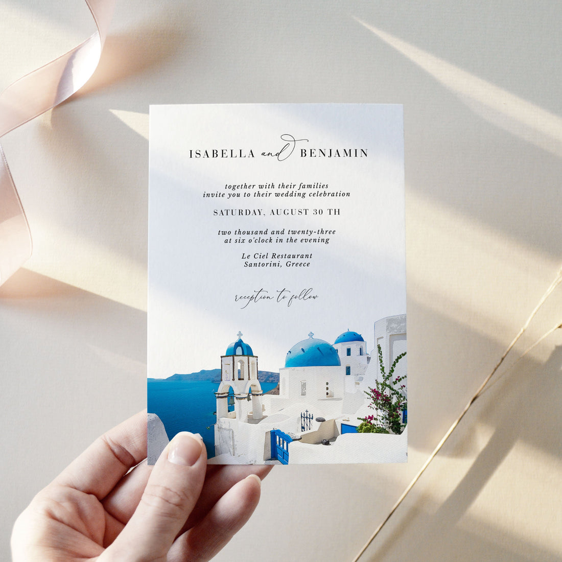 SANTORINI | Greek Wedding Invitation Template