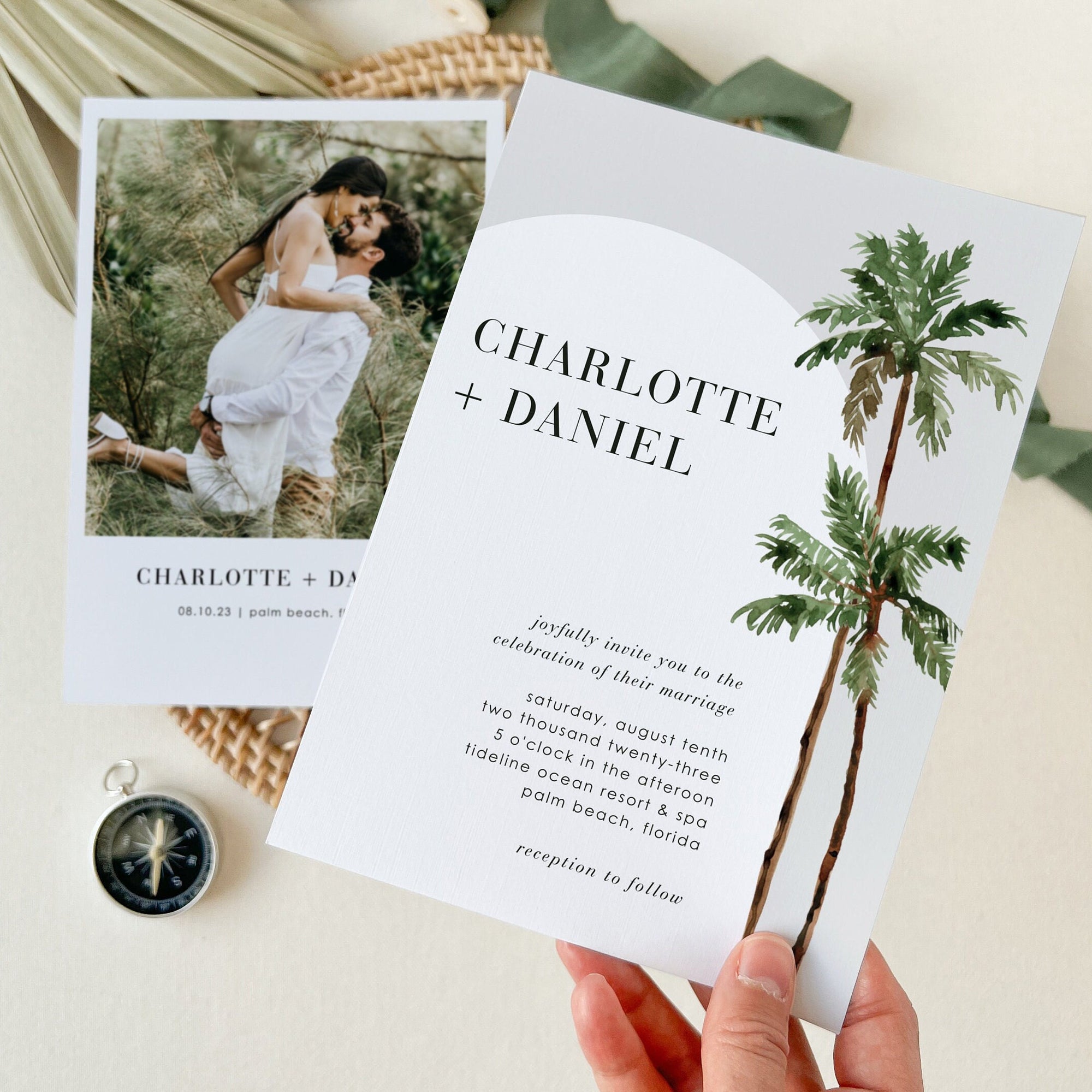 KONA Palm Tree Wedding Invitation Suite Template