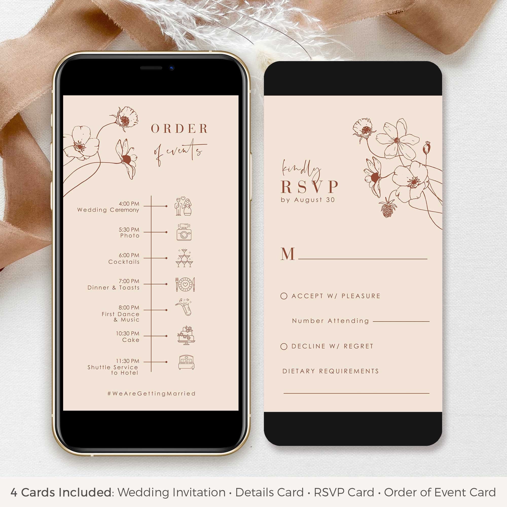 HAZEL Boho Wedding Invitation Set Evite