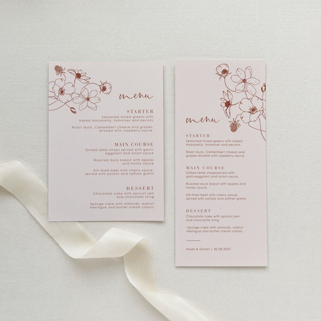 HAZEL Printable Menu Template For Wedding Hazel printable menu template for wedding