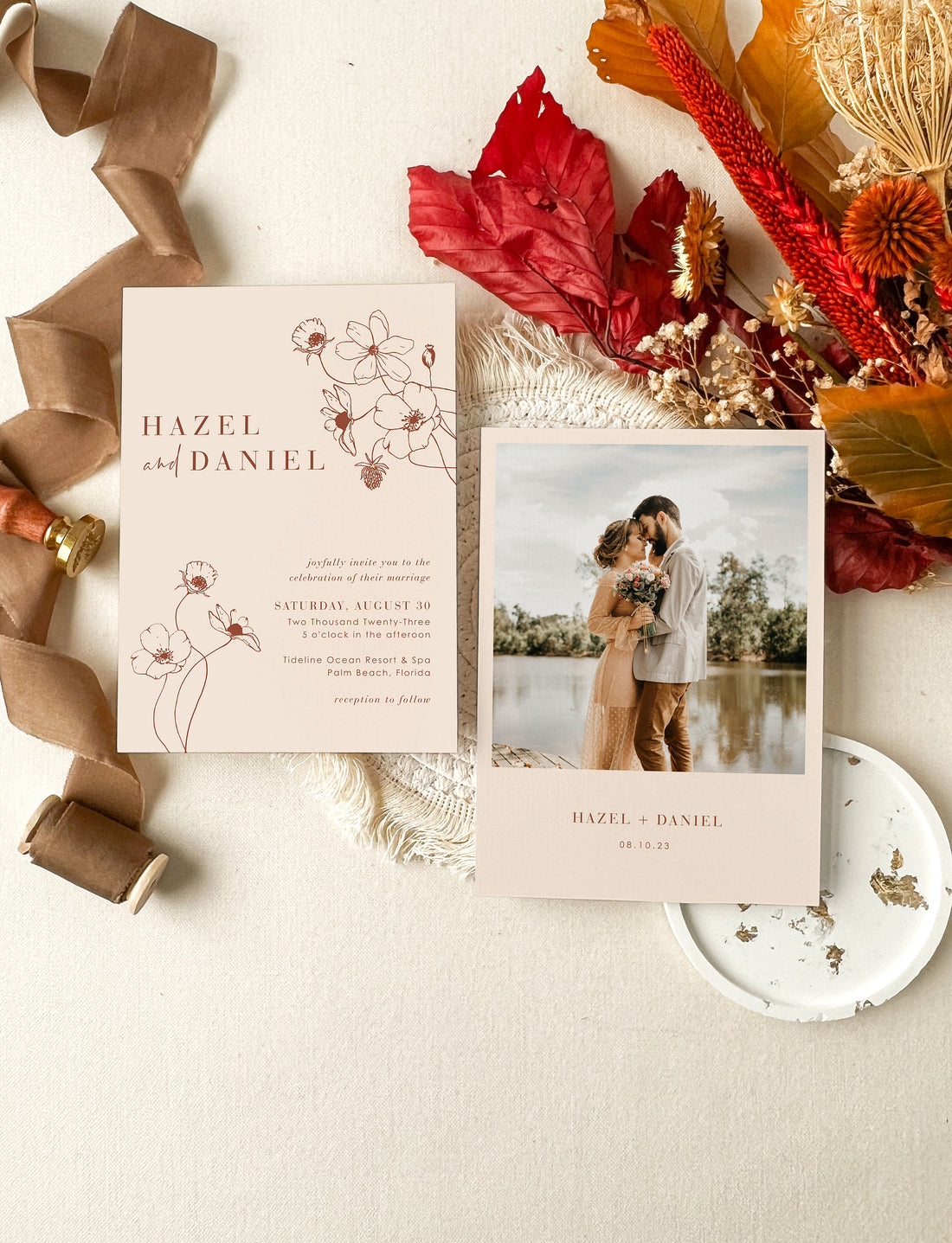 HAZEL Terracotta Boho Wedding Invitation Suite Printable