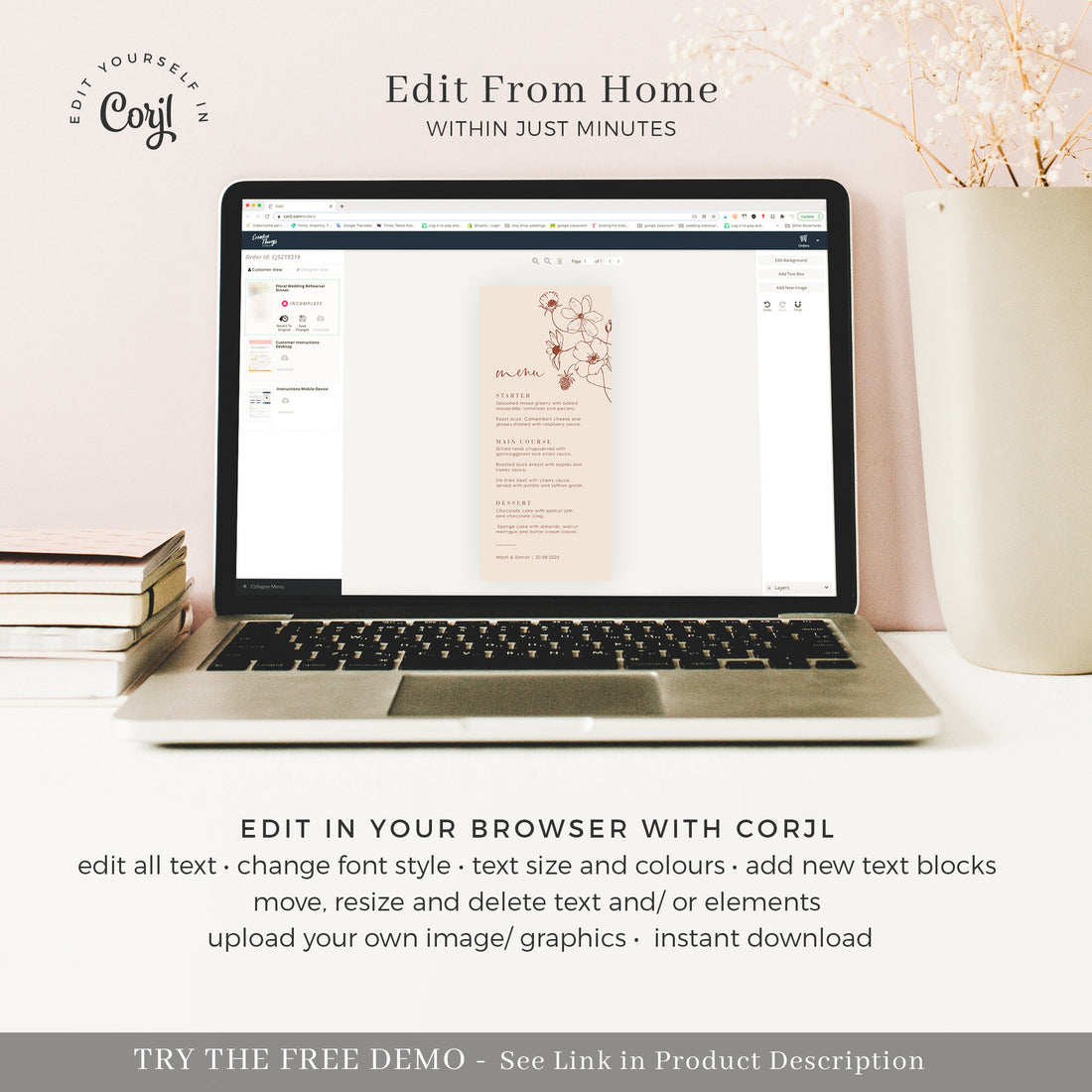 HAZEL Printable Menu Template For Wedding Hazel printable menu template for wedding
