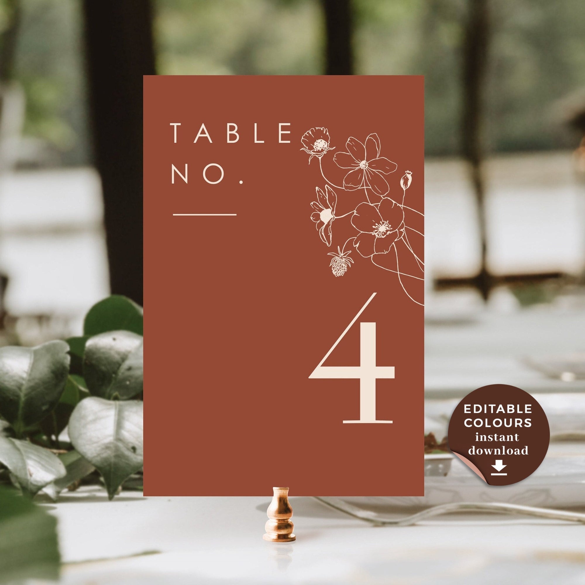 HAZEL Terracotta Table Numbers Wedding Printable