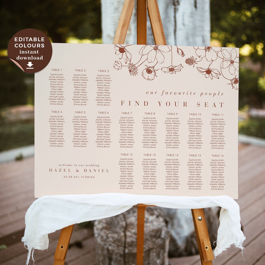 HAZEL | Terracotta Wedding Seating Chart Plan Template