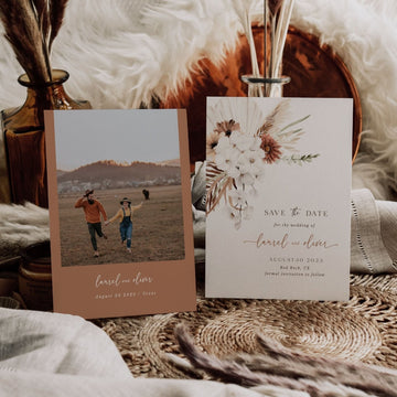 LAUREL Boho Save the Date Template with Photo