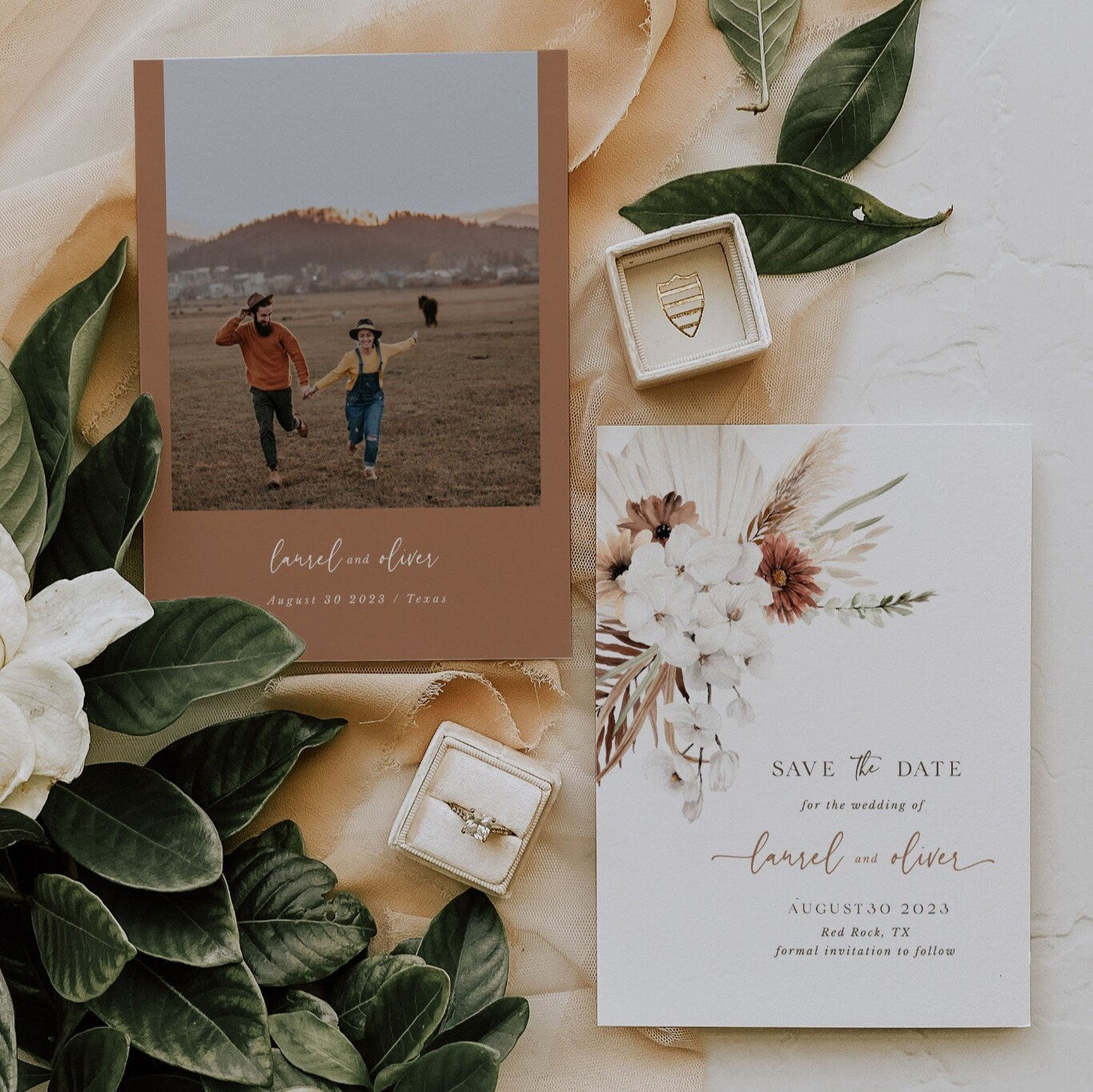 LAUREL Boho Save the Date Template with Photo