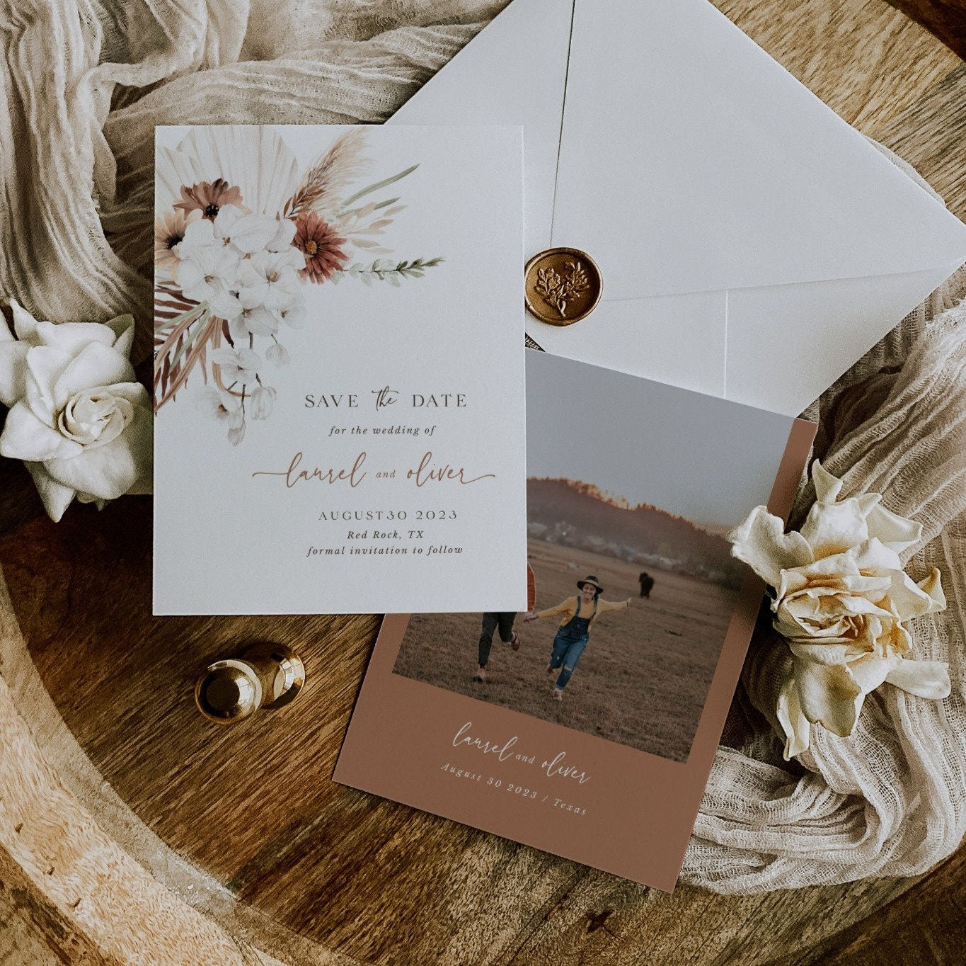 LAUREL Boho Save the Date Template with Photo