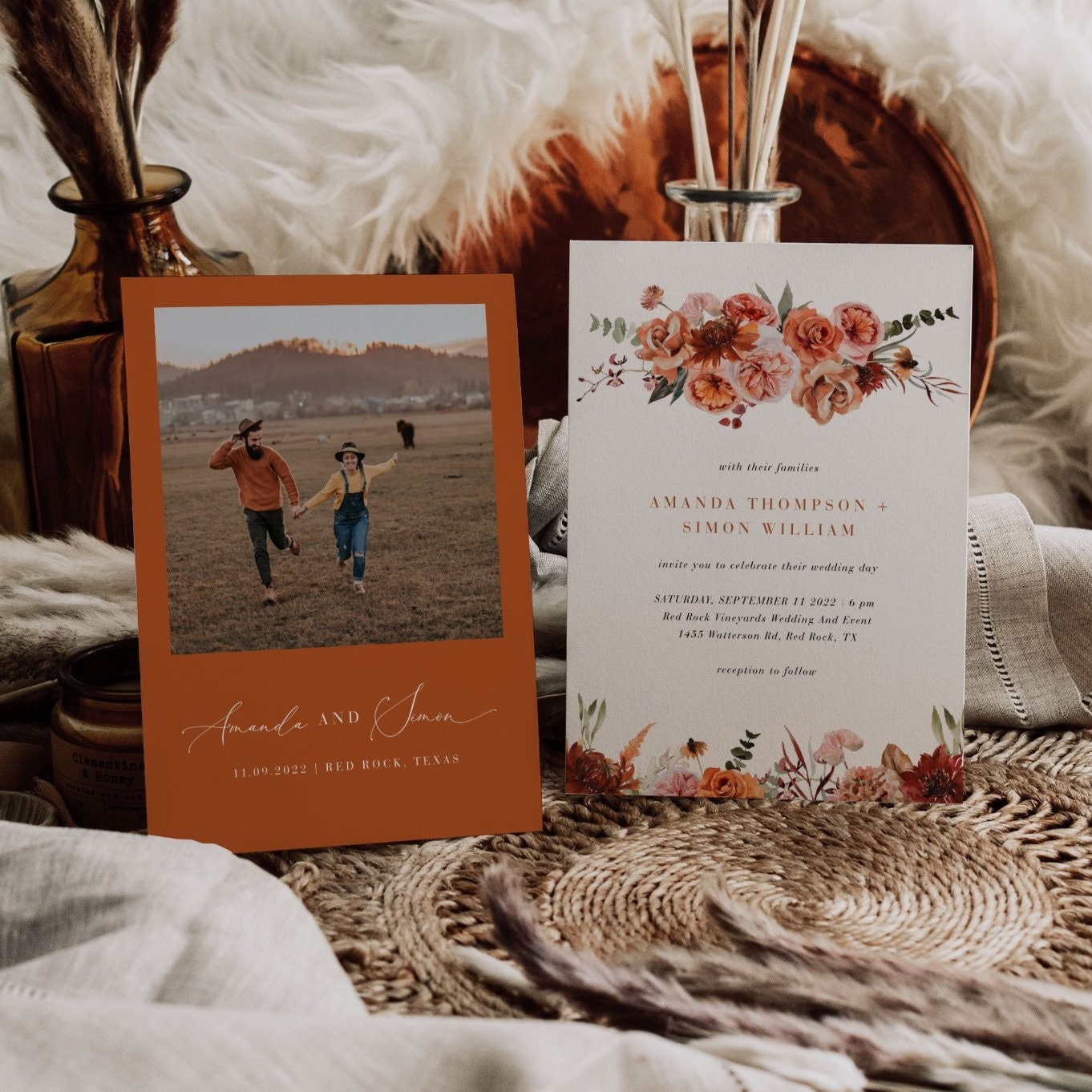 SCARLETT Bohemian Wedding Invitation Template