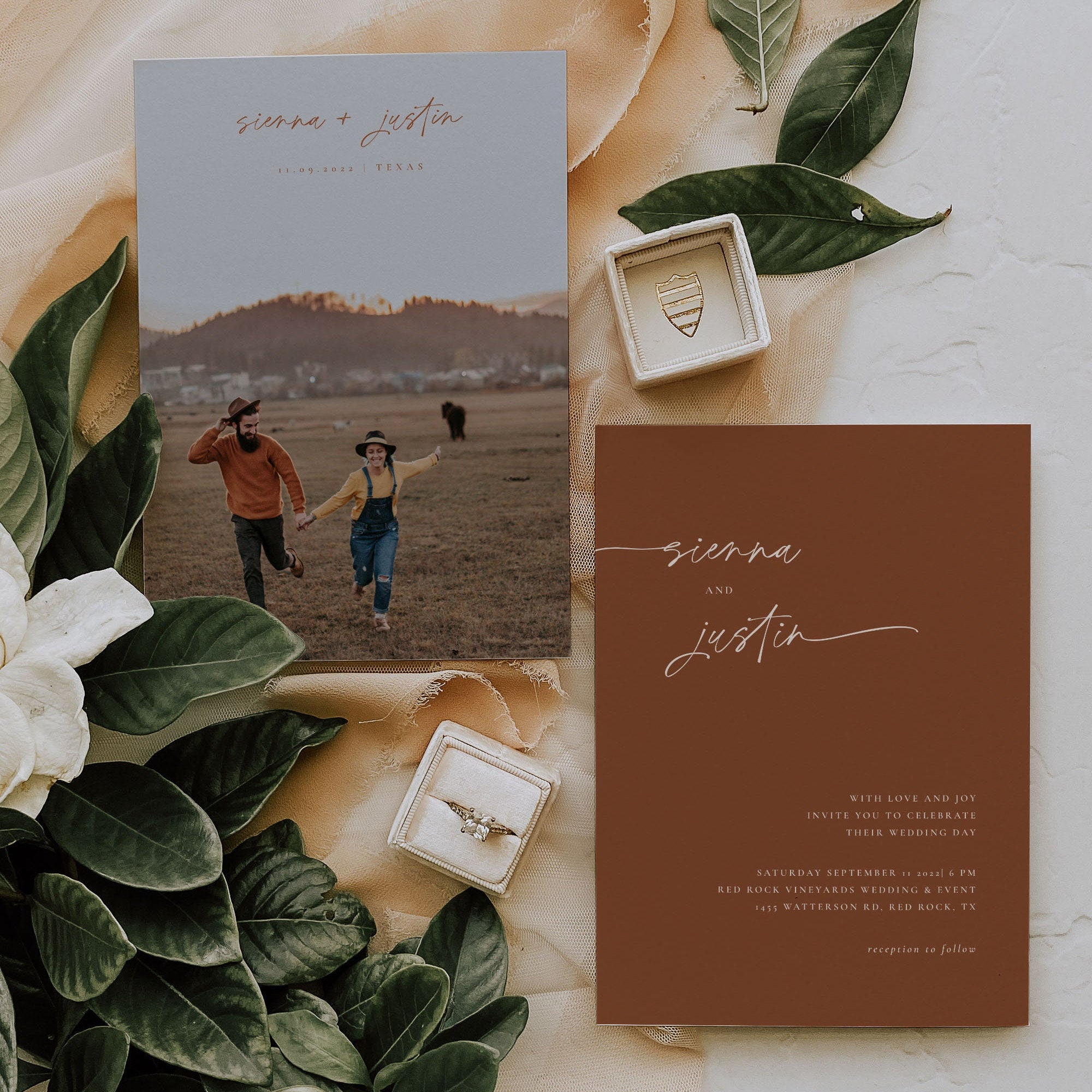 SIENNA Terracotta Boho Wedding Invitation Template