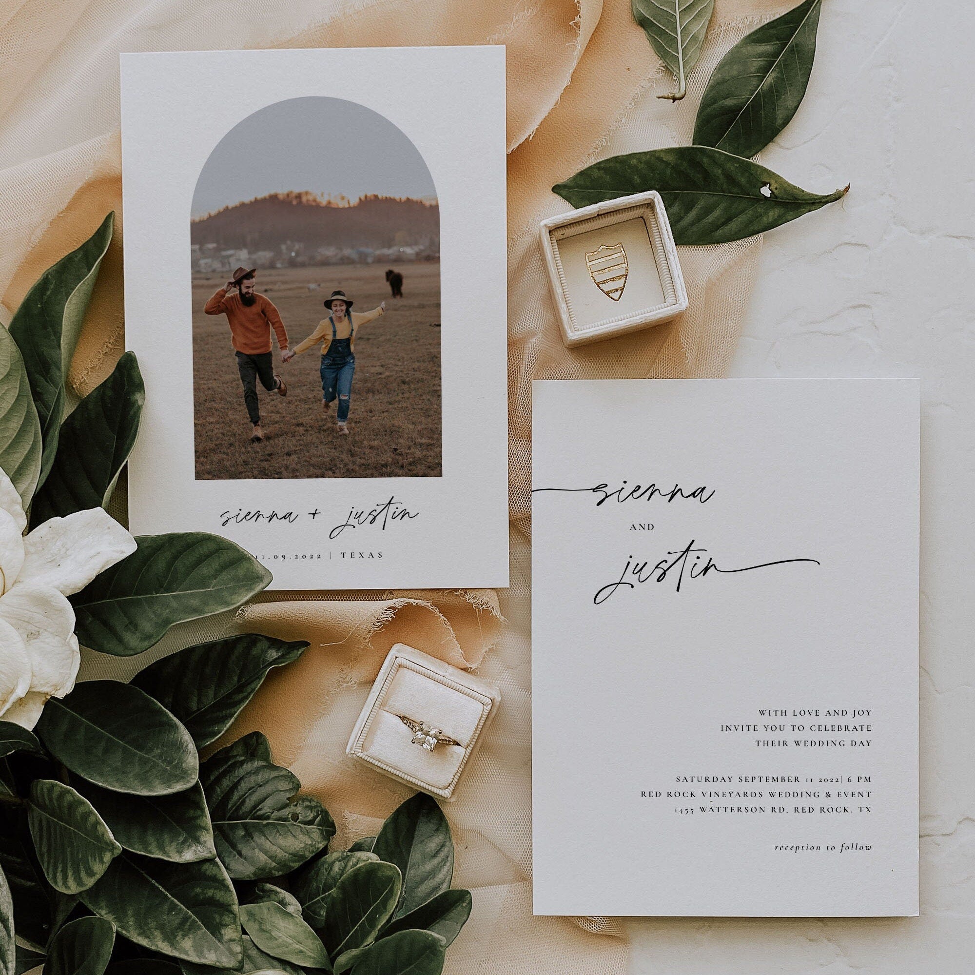 LAURA Modern Boho Wedding Invitation Template