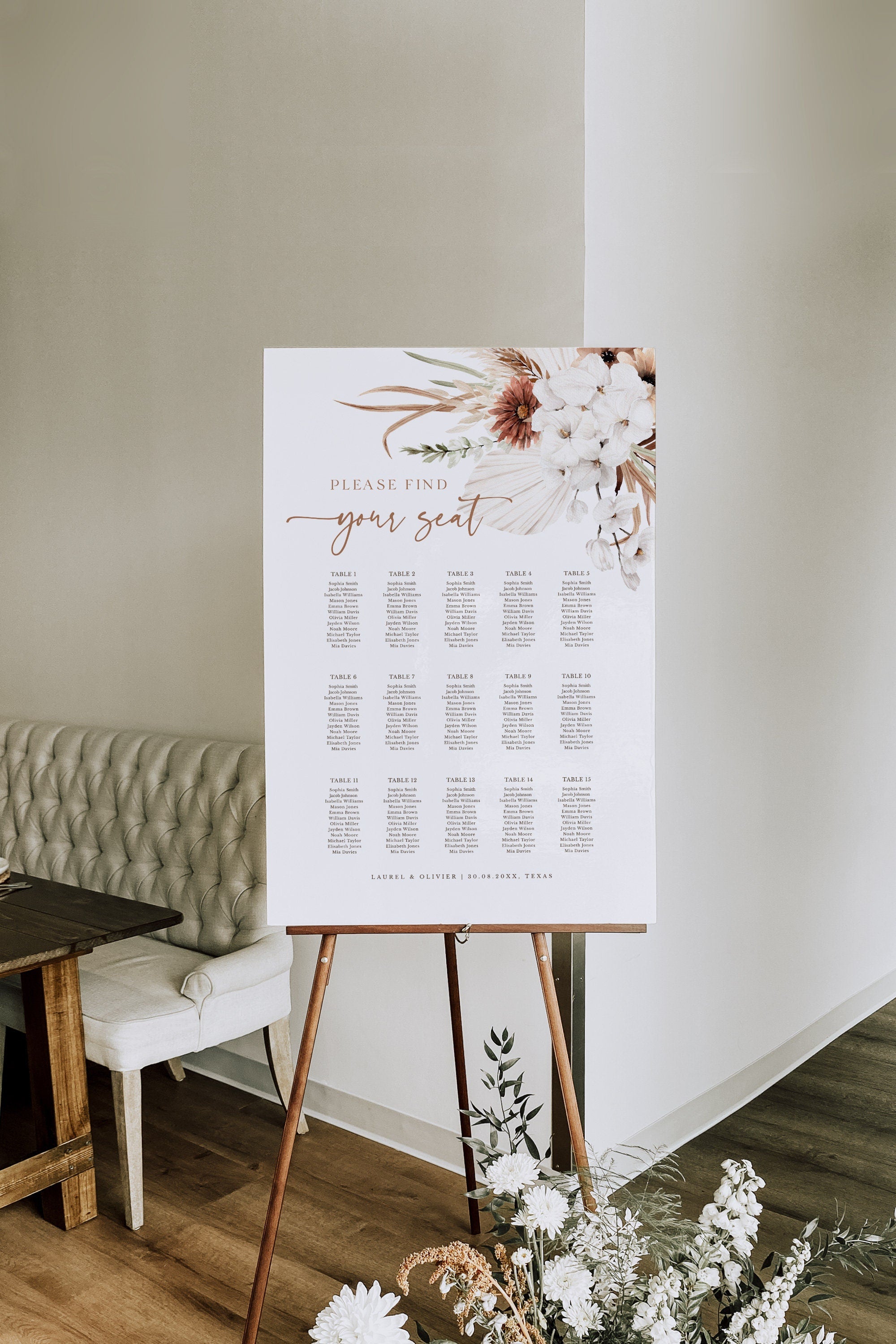 LAUREL Boho Wedding Seating Chart Sign Template