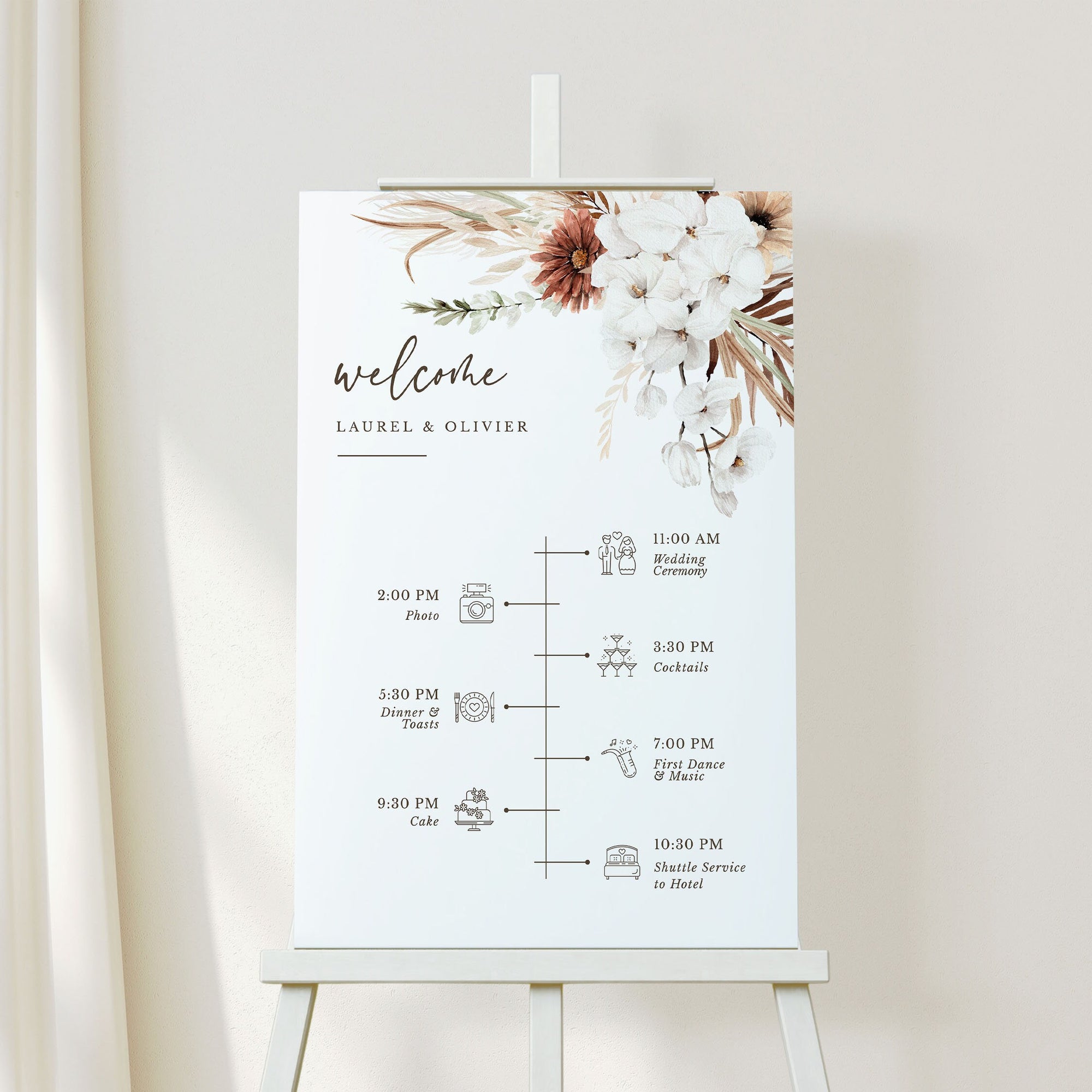 LAUREL Boho Wedding Order of Events Sign Printable